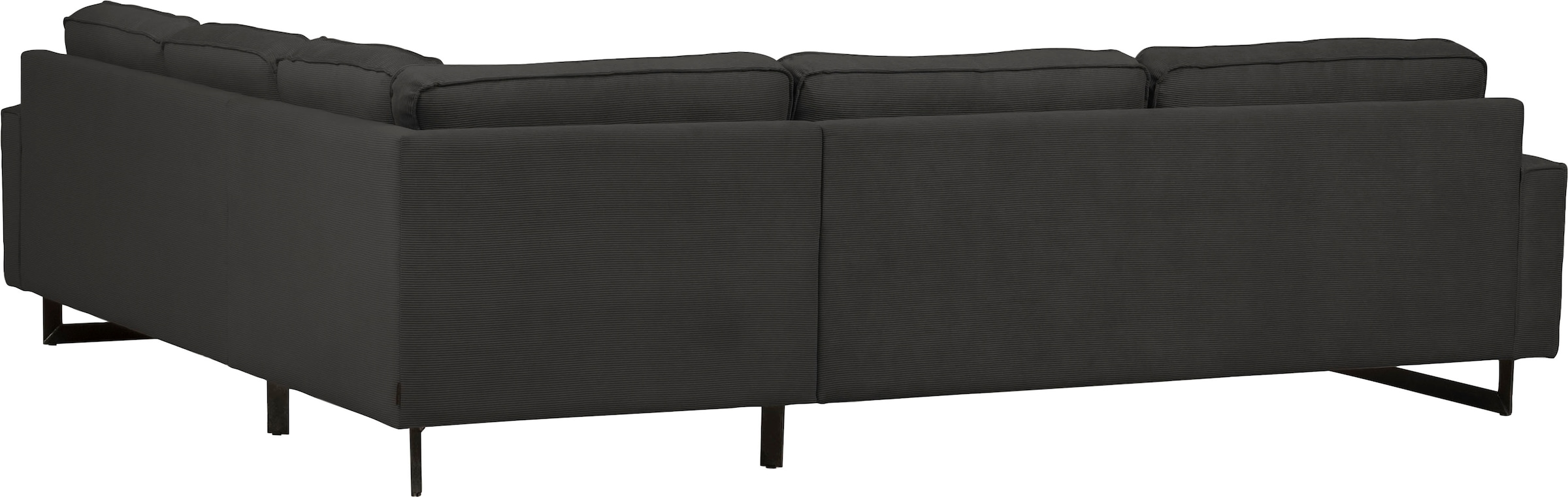 Places of Style Ecksofa »Pinto, XXL, 250/290 cm, langer Schenkel, Ottomane«, Cord, Chenille, Lederoptik, mit Keder, Metallfüsse, Wellenunterfederung