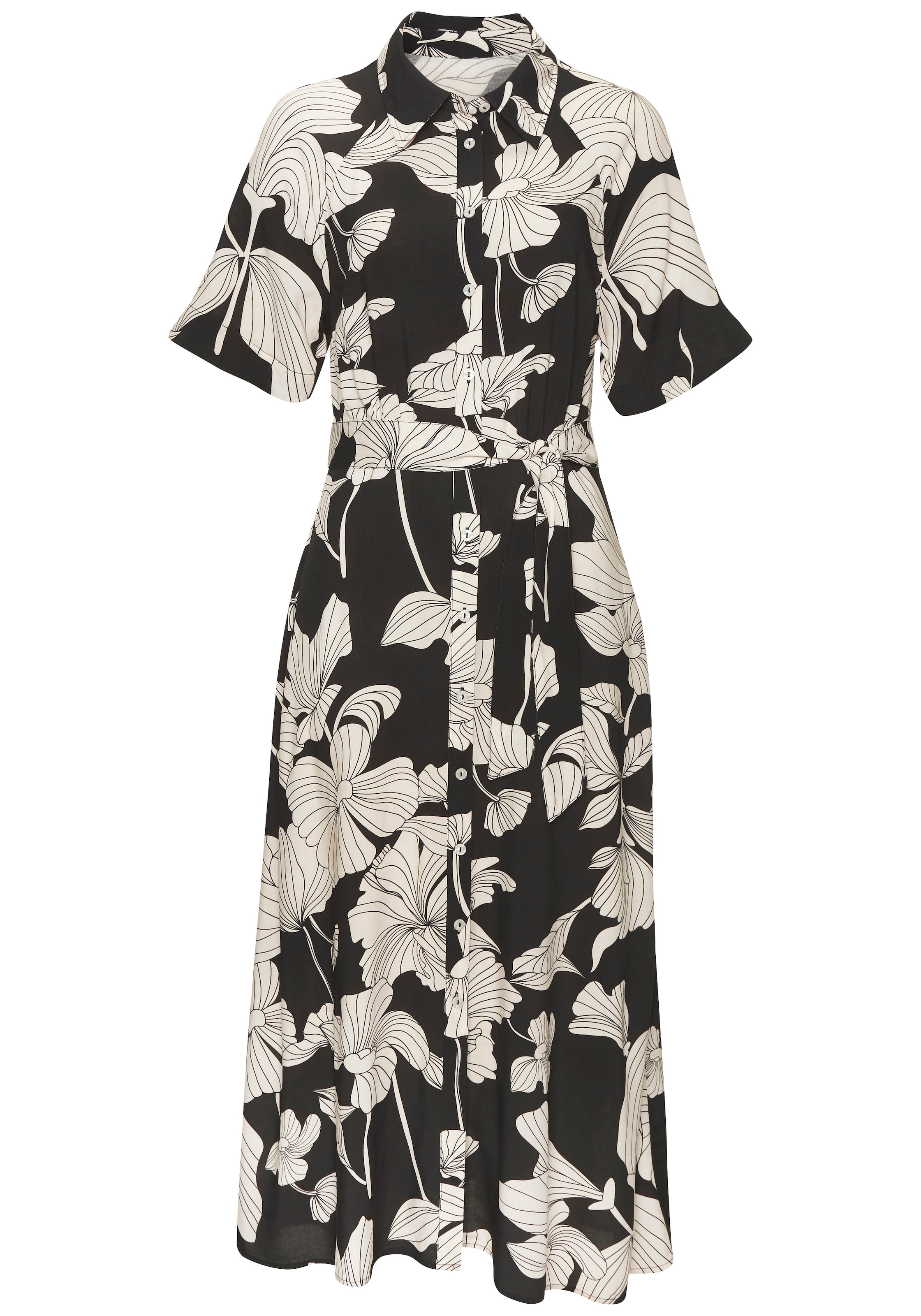 Vivance Robe chemisier mit Bindegürtel,  Sans poches mit Blumendruck