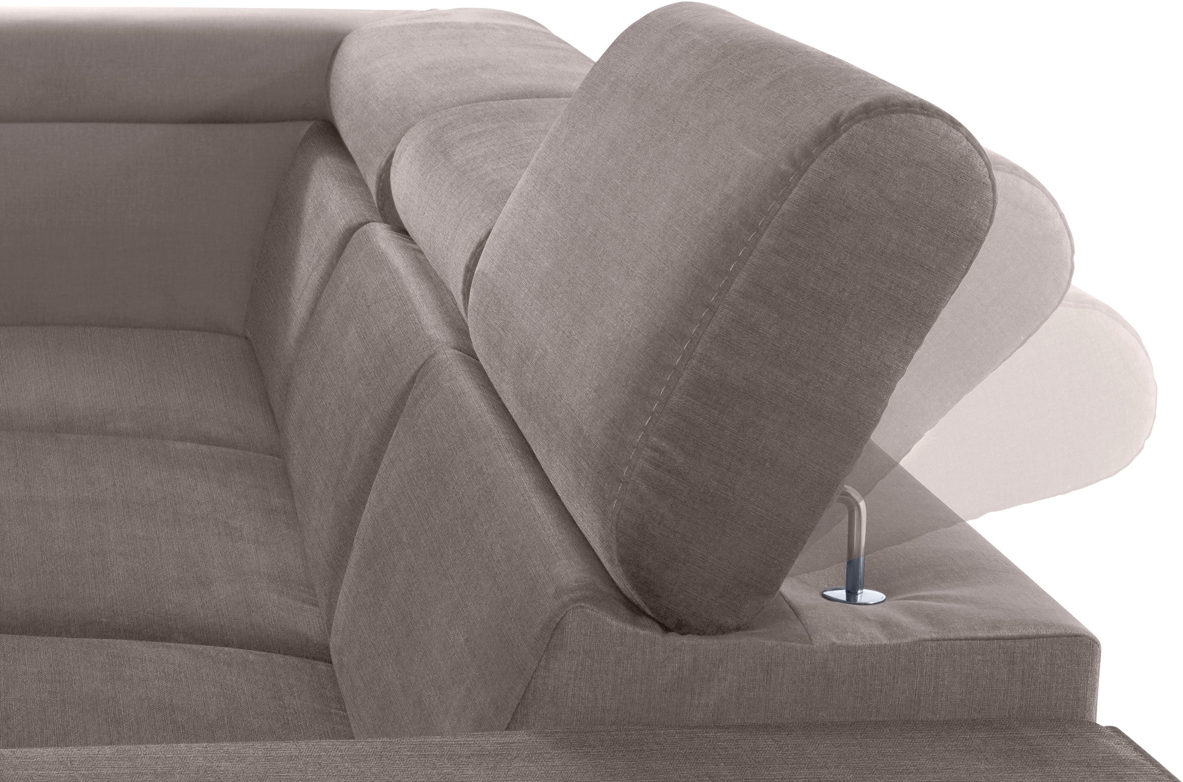 COTTA Polstergarnitur »Morven L-Form«, (Set), Set bestehend aus: Ecksofa mit Kopfteilverstellung & Hocker