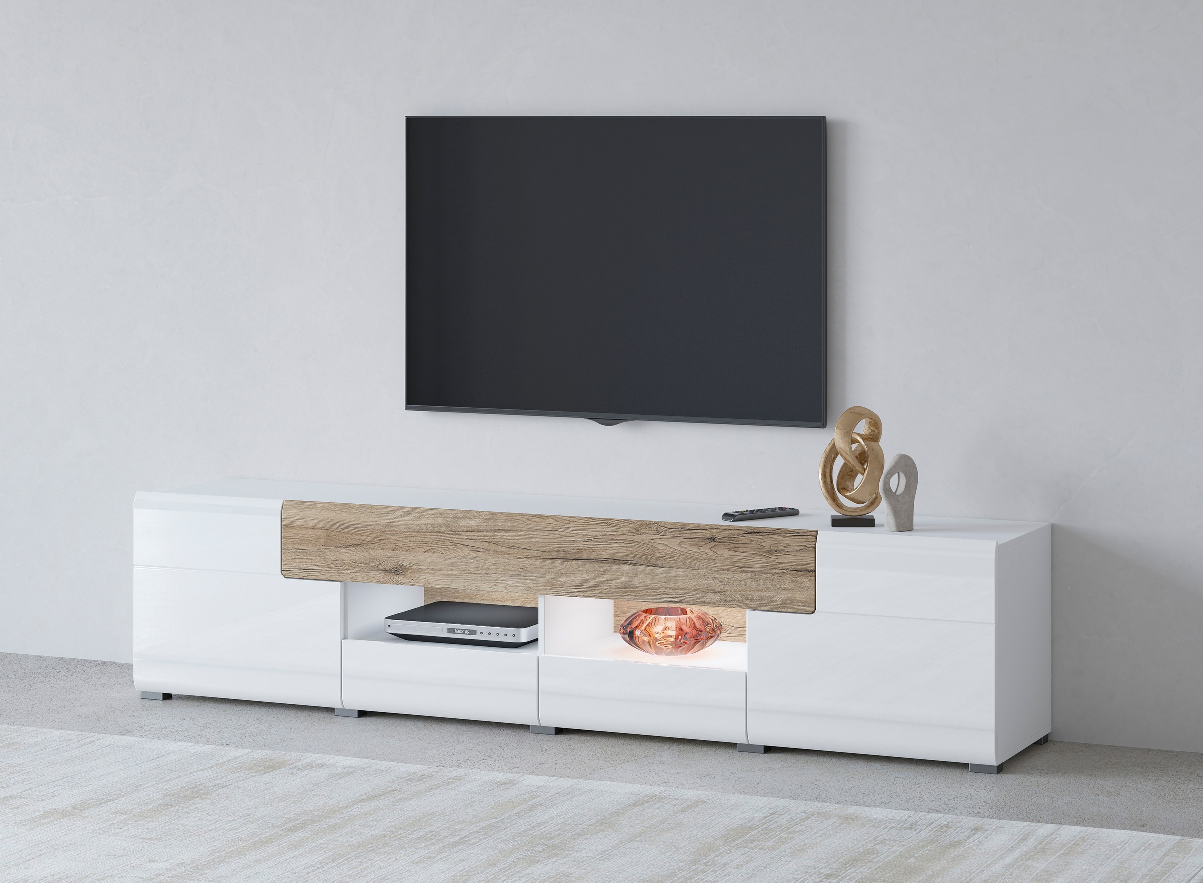 Image of GOODproduct Lowboard "Toledo,Breite 209cm, trendige TV-Schrank mit dekorative Fräsungen" TV-Board ohne Beleuchtung, TV-Kommode mit viel Stauraum