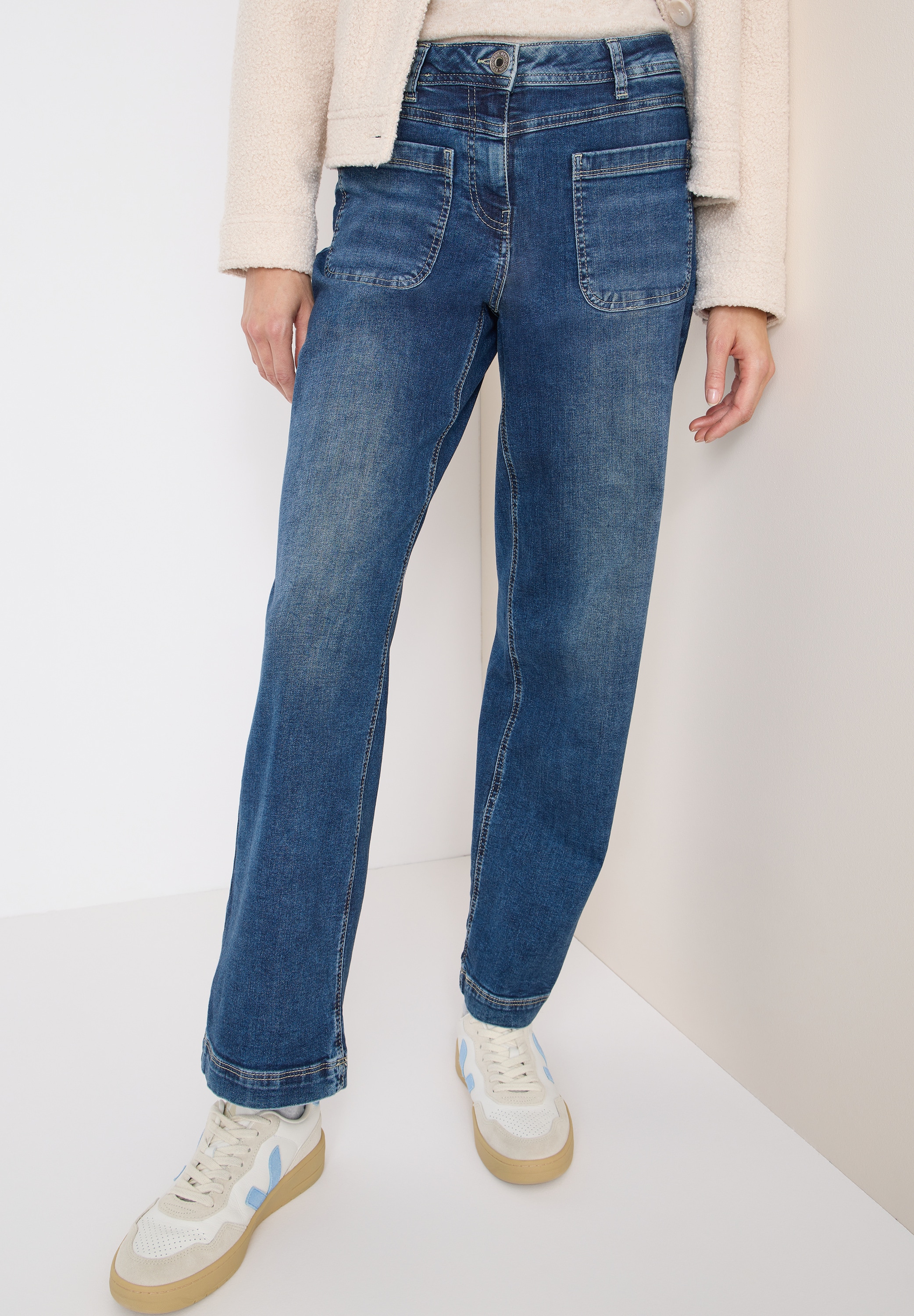 Image of Cecil Loose-fit-Jeans "Style NEELE" Wide Leg Patch Pocket Jeans