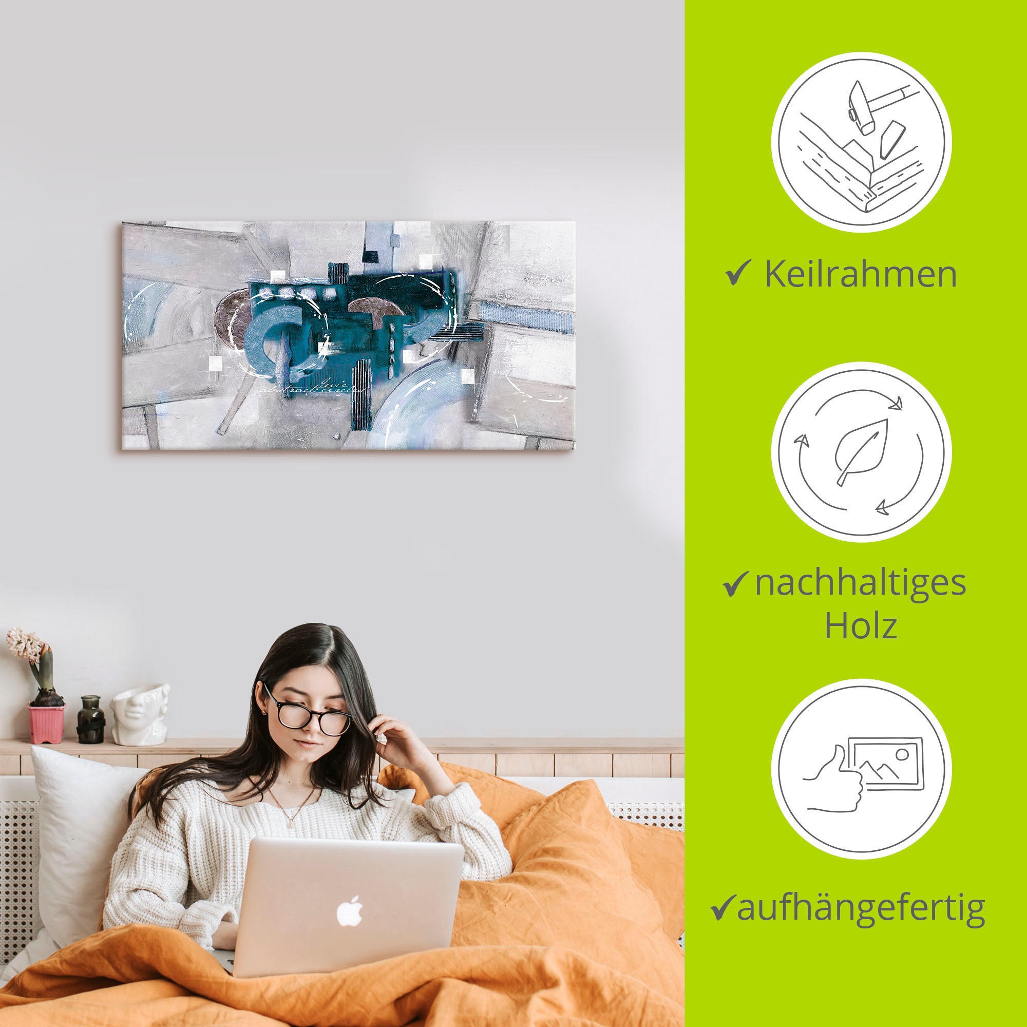 Artland Wandbild »Abstrakte blaue Kreise«, Gegenstandslos, (1 St.), als Alubild, Outdoorbild, Leinwandbild, Poster, Wandaufkleber