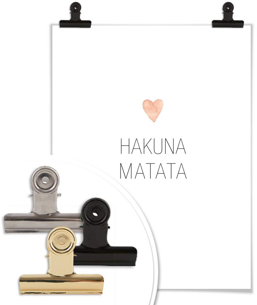 Wall-Art Poster »Herz Schriftzug Hakuna Matata«, Schriftzug, (1 St.), Poster,  Wandbild, Bild, Wandposter