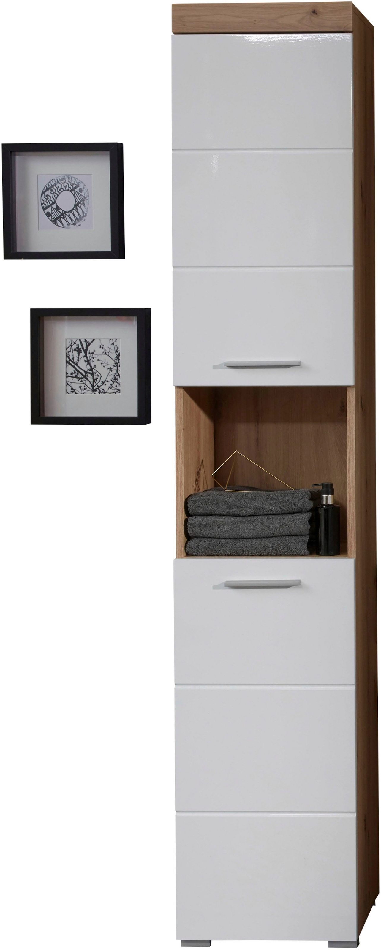 INOSIGN Hochschrank »Avena«, Badezimmerhochschrank mit offenem Fach, 2 Türen und 2 Einlegeböden