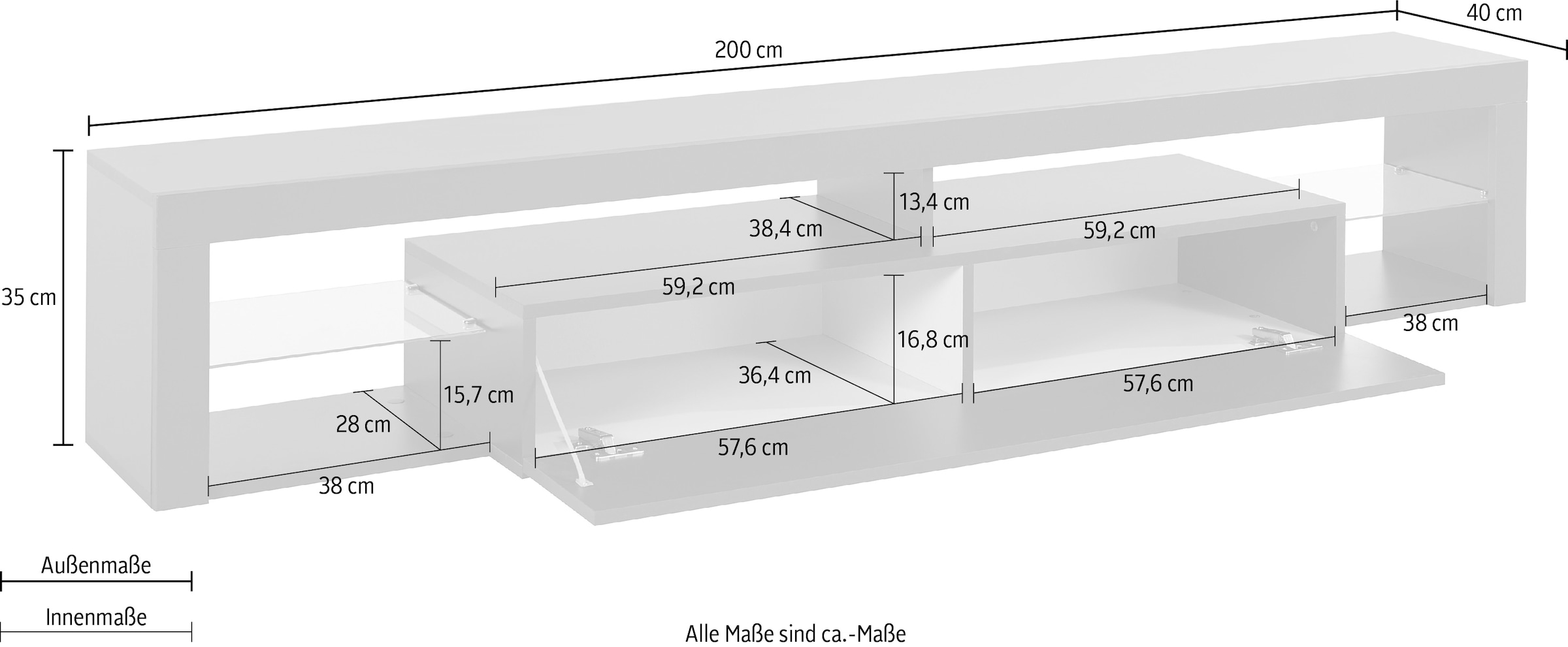 INOSIGN Lowboard »Essential«, Breite 200 cm