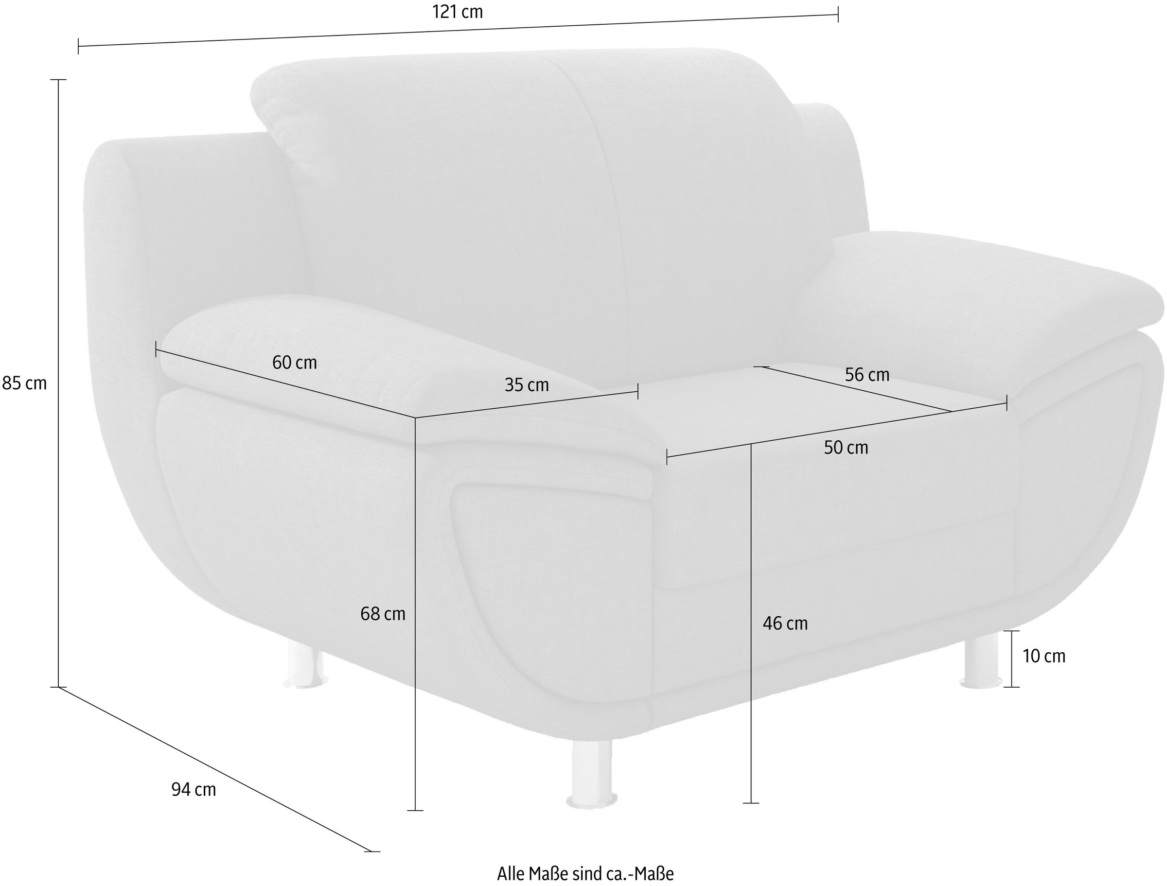 TRENDMANUFAKTUR Sessel »Rondo II, Loungesessel zeitlos und bequem« wahlweise mit komfortablem Federkern, mit extra breiten Armlehnen