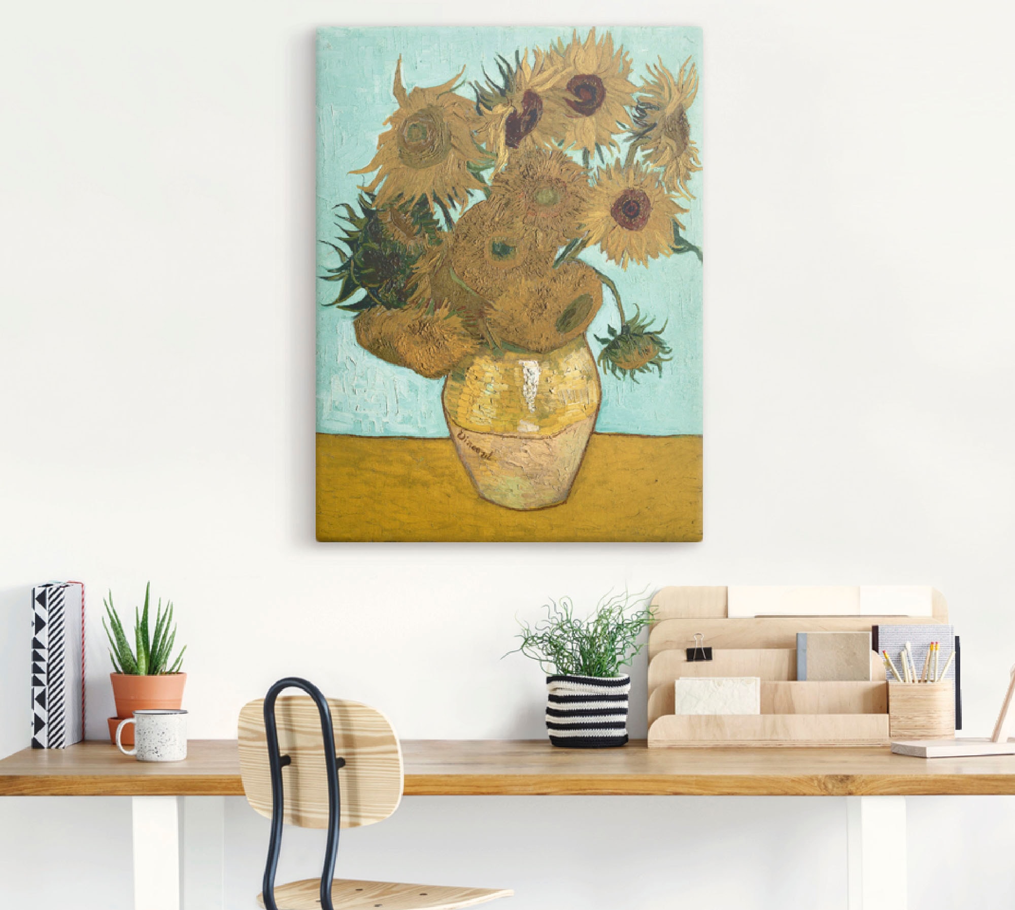 Artland Leinwandbild »Vase mit Sonnenblumen. 1888« Blumen 1 Stk. tlg. auf Holzrahmen gespannt