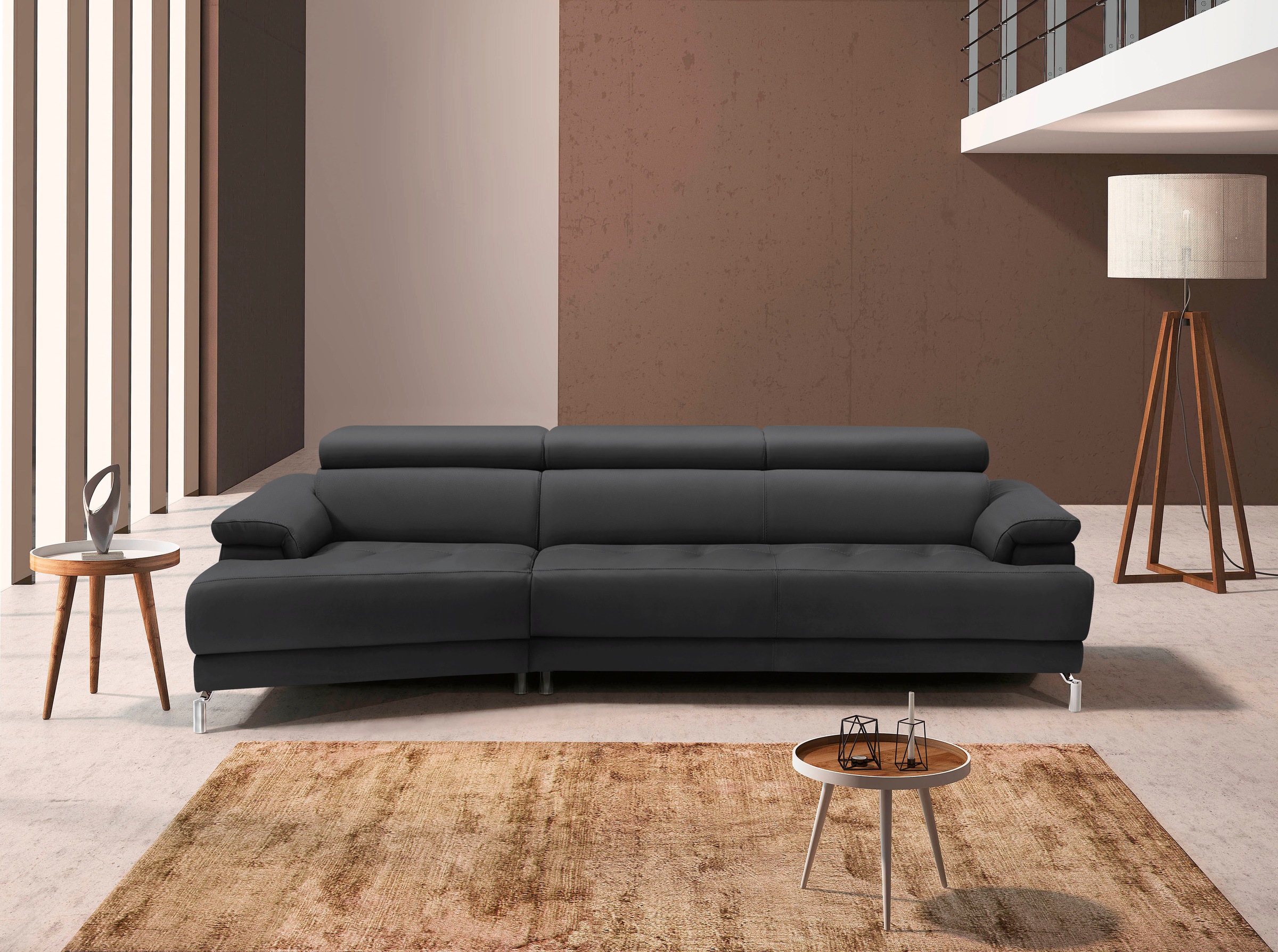 Egoitaliano Ecksofa »Soul, extravagantes Designsofa, Megasofa, super bequem, tolle Details«, mit Trapez-Abschlusselement, inkl verstellbarer Kopfteile