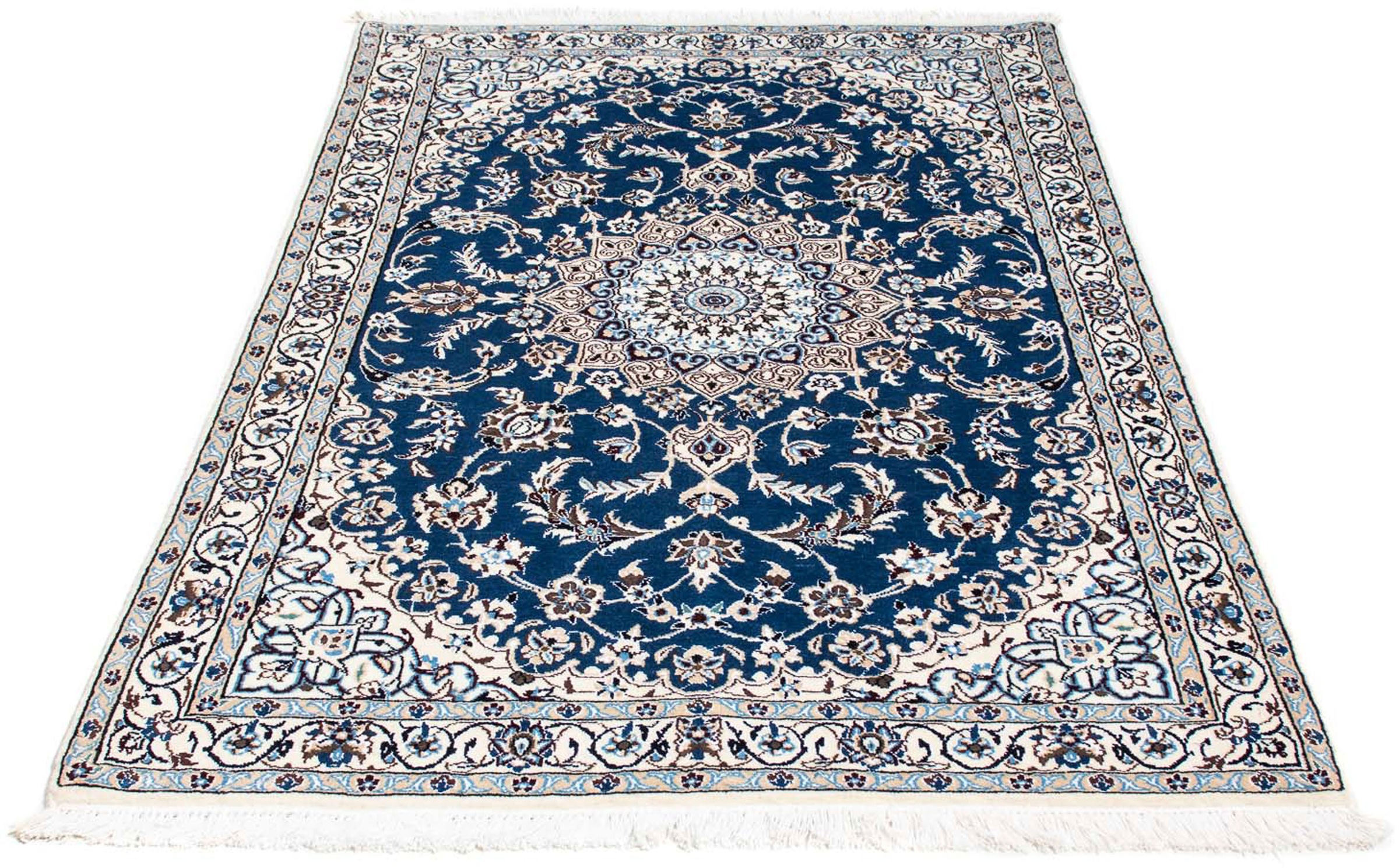 Image of morgenland Orientteppich »Perser - Nain - Royal - 176 x 113 cm - blau«, rechteckig, 10 mm Höhe, Wohnzimmer, Handgeknüpft, Einzelstück mit Zertifikat bei Ackermann Versand Schweiz