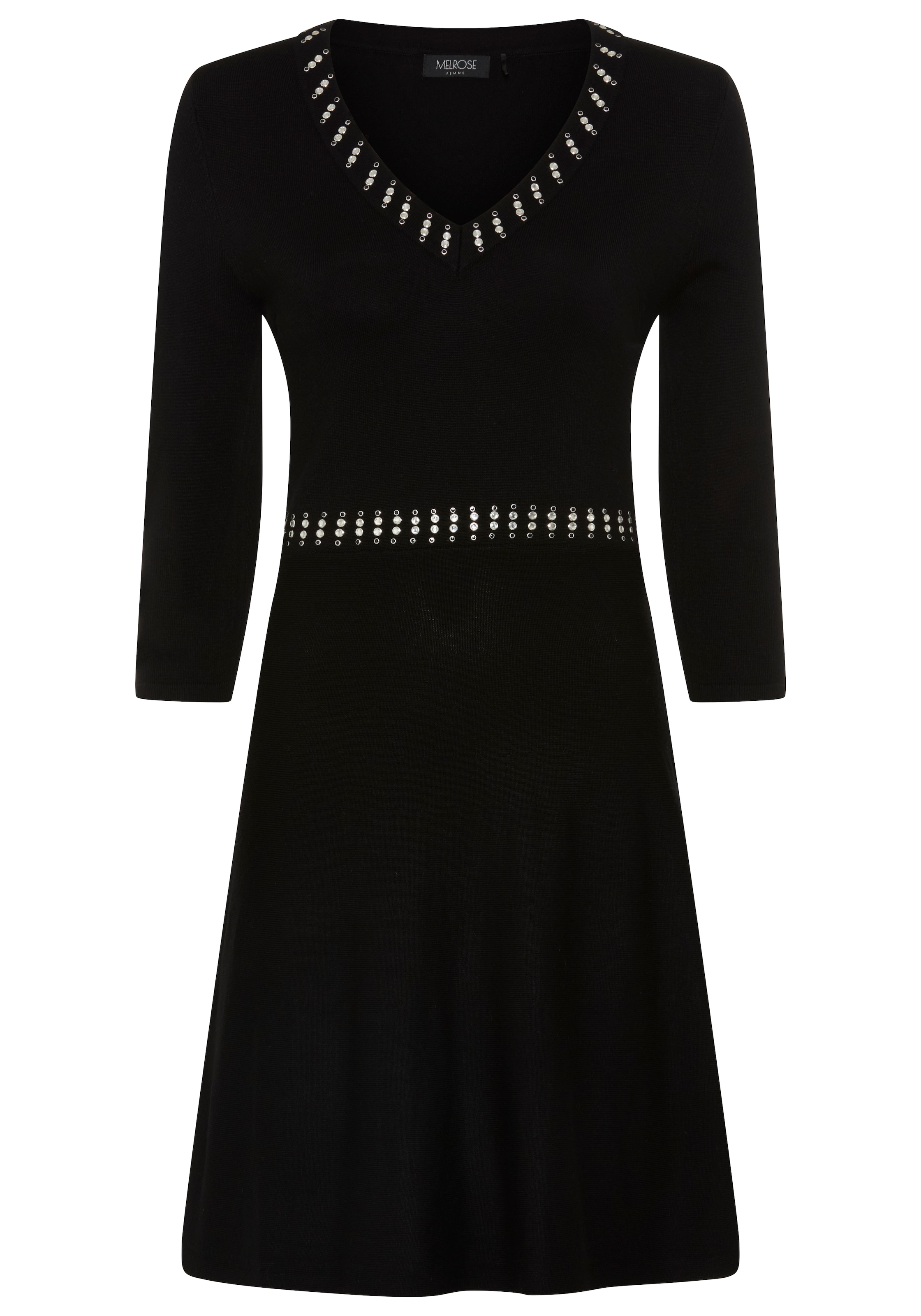 Melrose Robe en tricot robe mini féminine avec jupe évasée et col en V