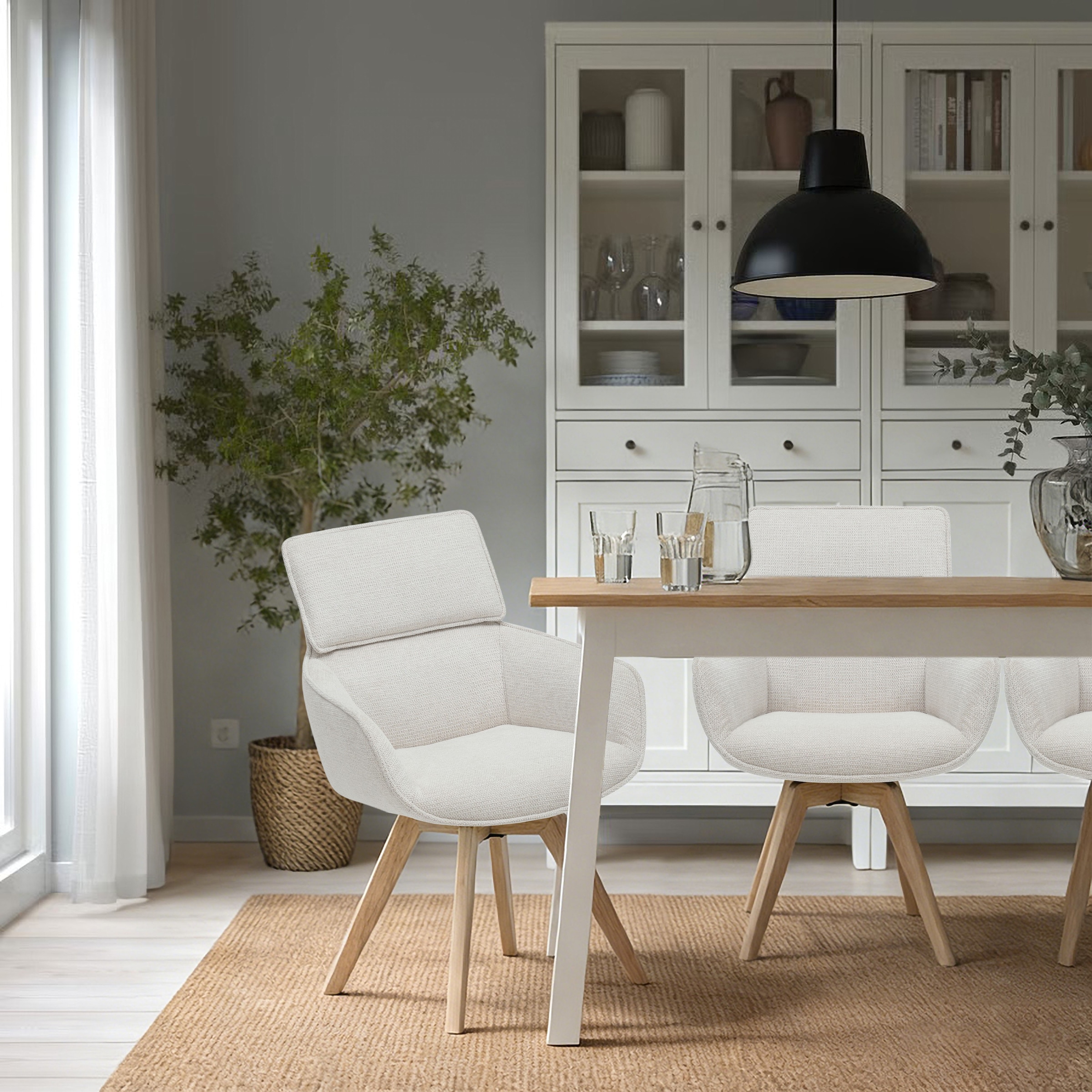 GOODproduct Chaise de salle à manger »Romilda« (Ensemble) 2 cuisrevêtement en tissu tissé facile d'entretien, structure métallique aspect bois