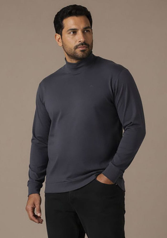 Mans World Plus Rollkragenshirt "auch in Grosse Grössen bis Gr. 7XL Bauch-Fit" Regular Fit, Langarm, unifarbenes Basic-Stil