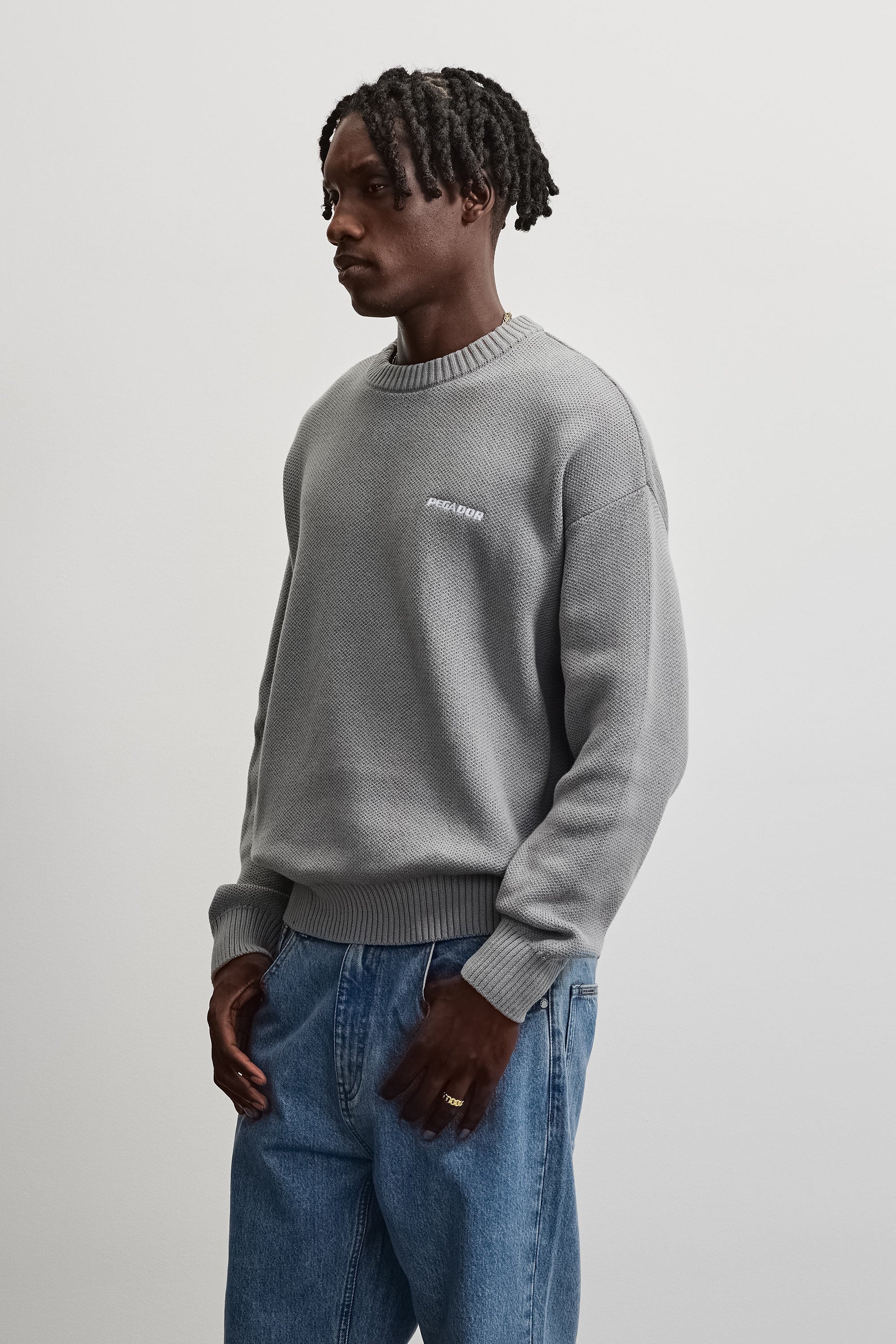 PEGADOR Pull à col rond »Logo Oversized Knit Sweater« mélange de coton, oversize