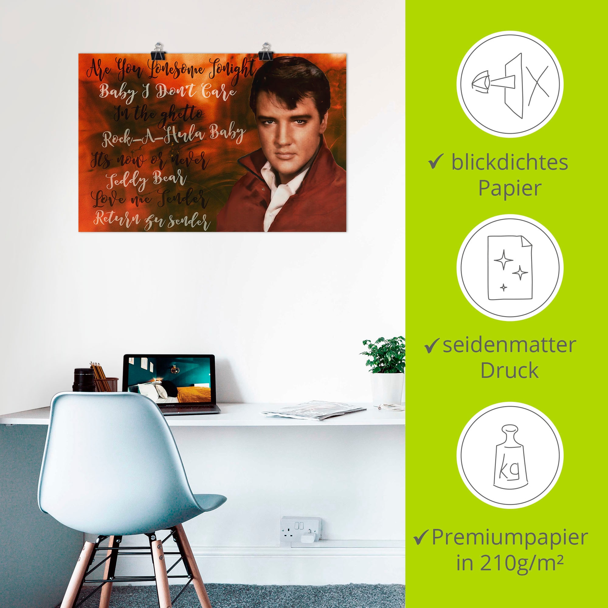 Artland Wandbild »Elvis Star« Bilder von berühmten Musikern 1 Stk. tlg. als Alubild, Outdoorbild, Poster in verschied. Grössen