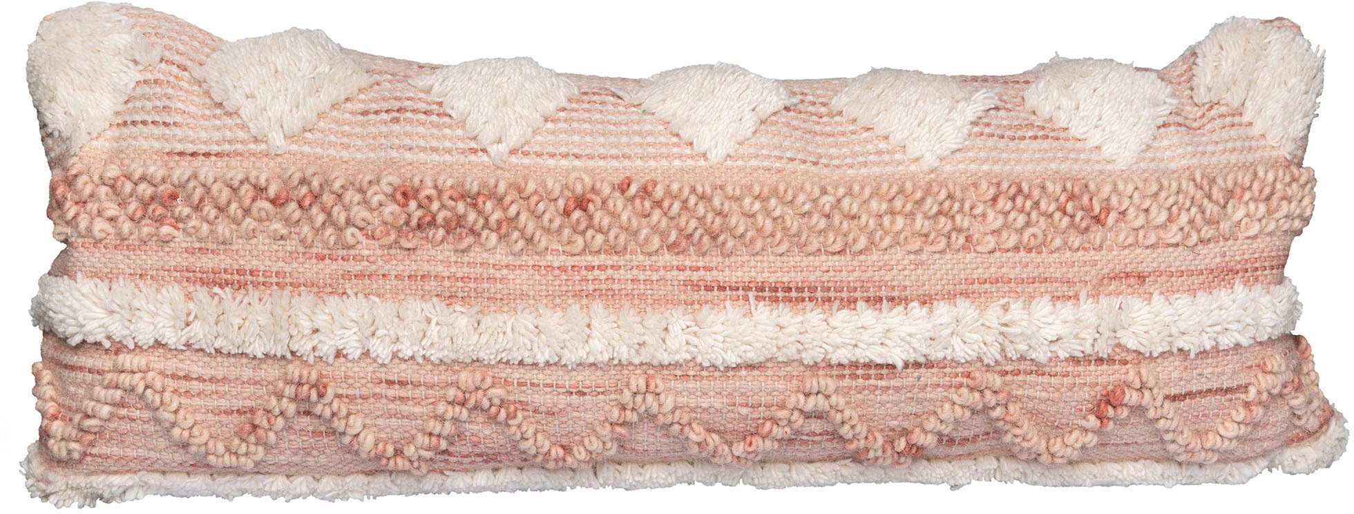 Coussin Tissé à la Main "Bohist" 35x95cm Rose & Crème
