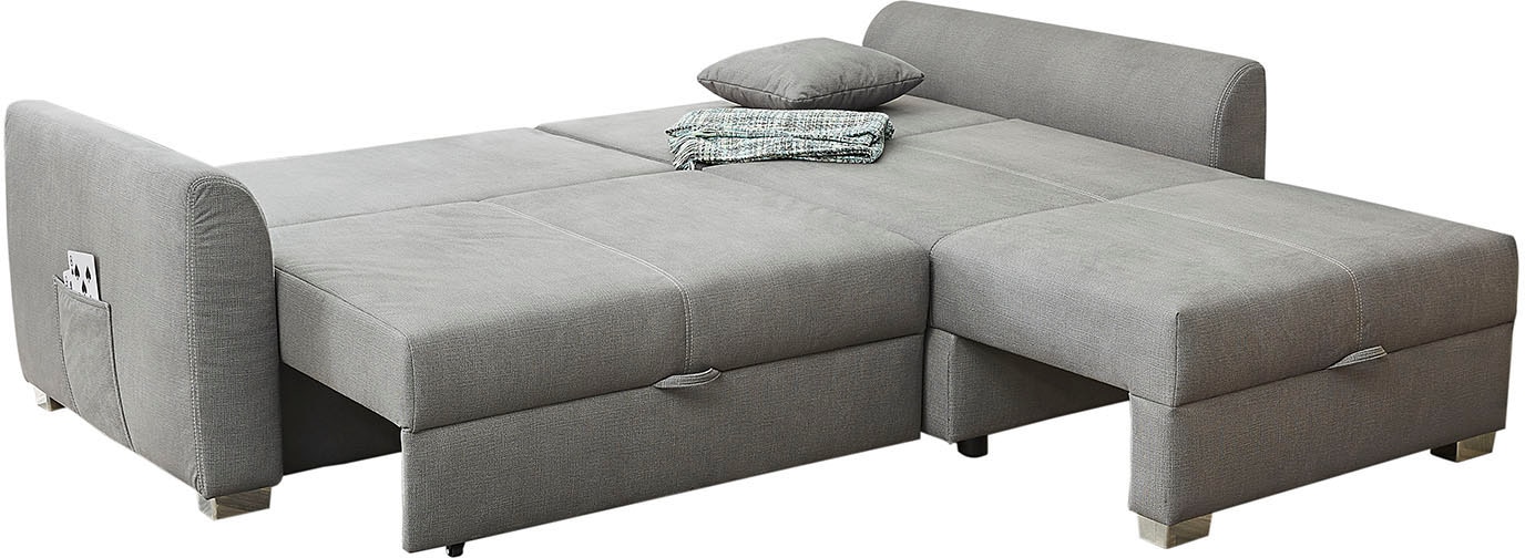 Jockenhöfer Gruppe Ecksofa »Boomer L-Form, B: 236 cm« mit Bettfunktion, Bettkasten & Zierkissen, 2 separate Liegeflächen