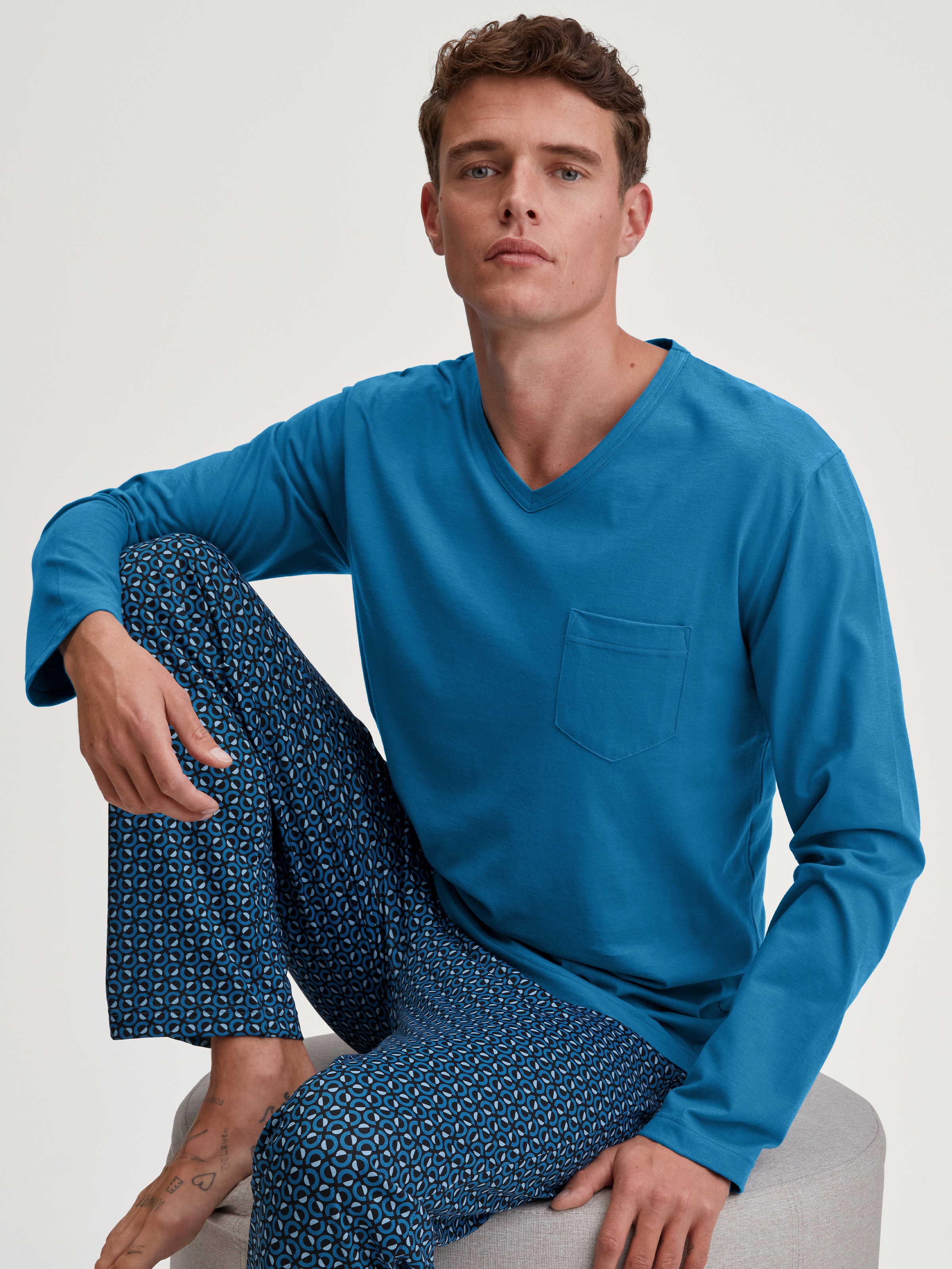 Image of CALIDA Schlafanzug "Relax Imprint 2" 2 tlg. atmungsaktiv, Cotton, leicht, weicher Single-Jersey