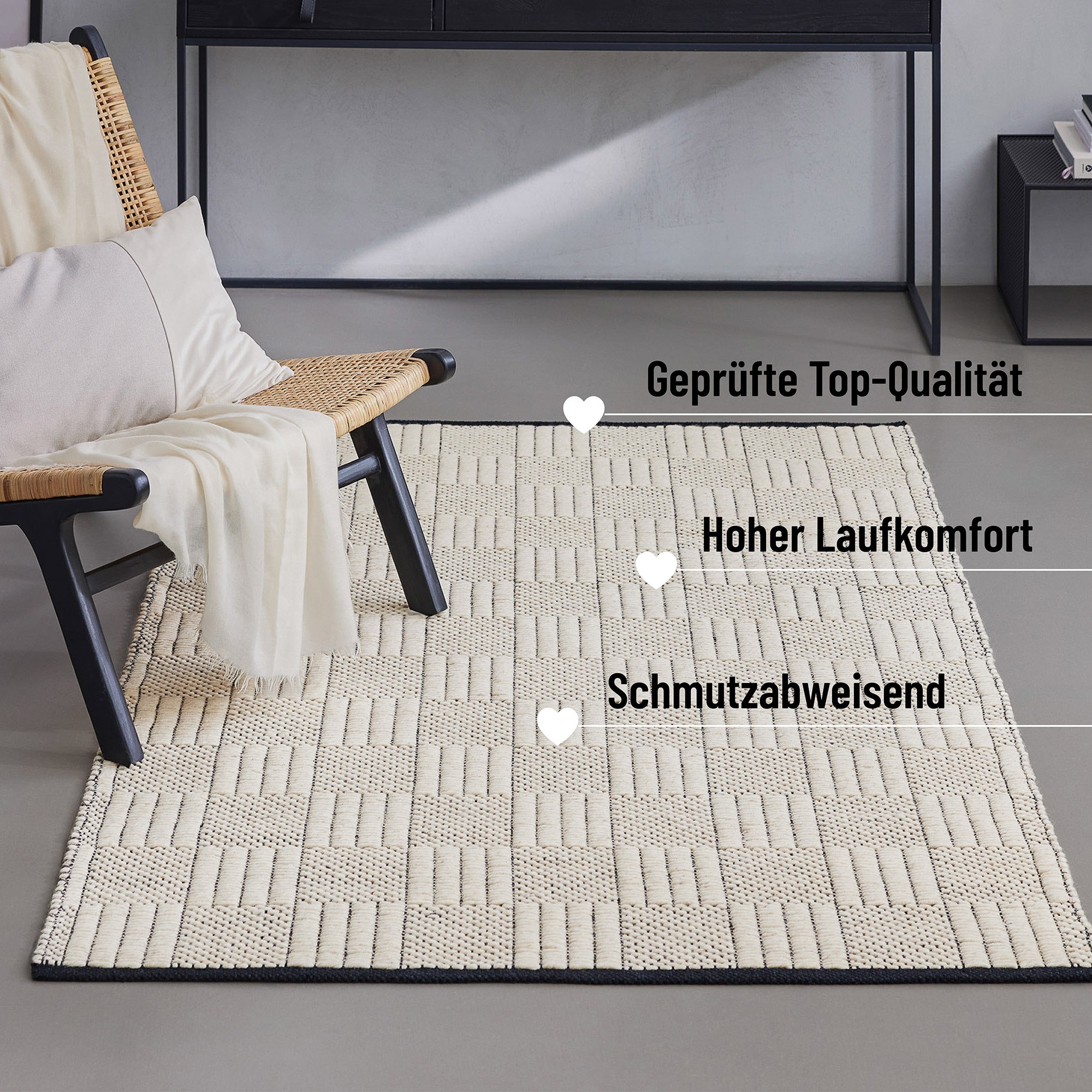 Wecon home Teppich »Lani« rechteckig 8 mm Höhe handgewebt, robust, strapazierfähig, skandinavisch, Naturfaser