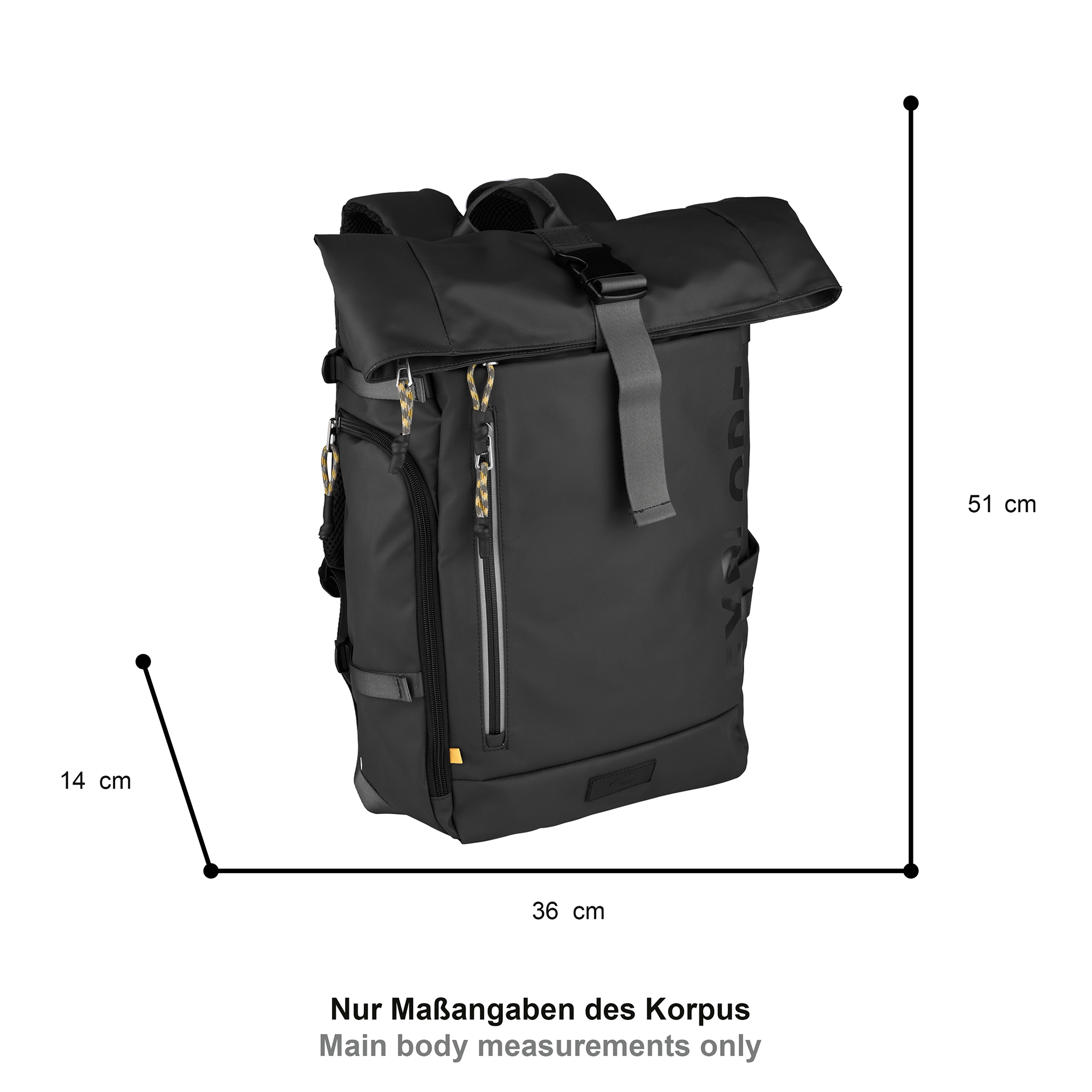 camel active Rucksack »Explore« wasserabweisendes recyceltes Nylon und reflektierende Reissverschlüsse