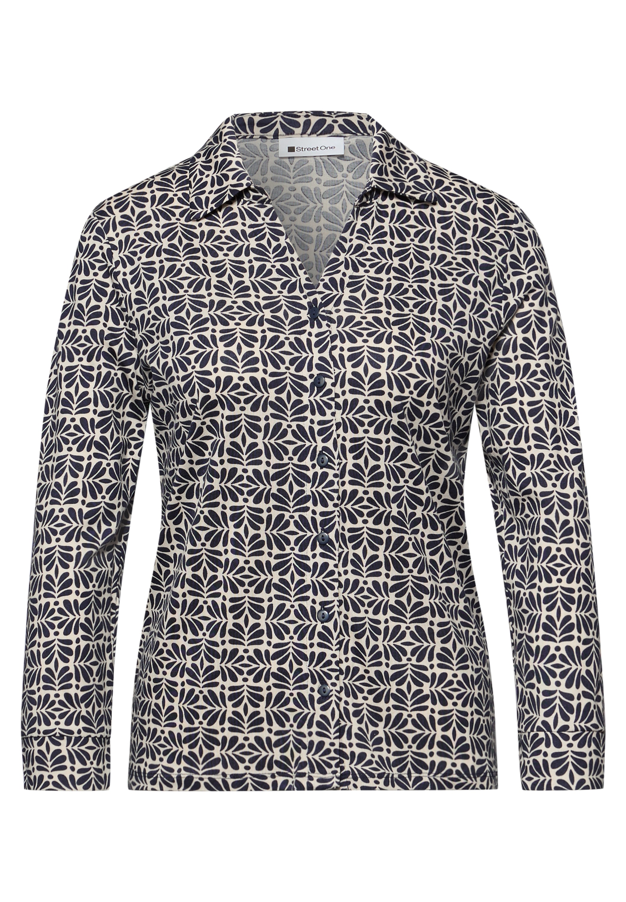 STREET ONE T-shirt à manches 3/4 im Blusen-Look und mit grafischem Muster