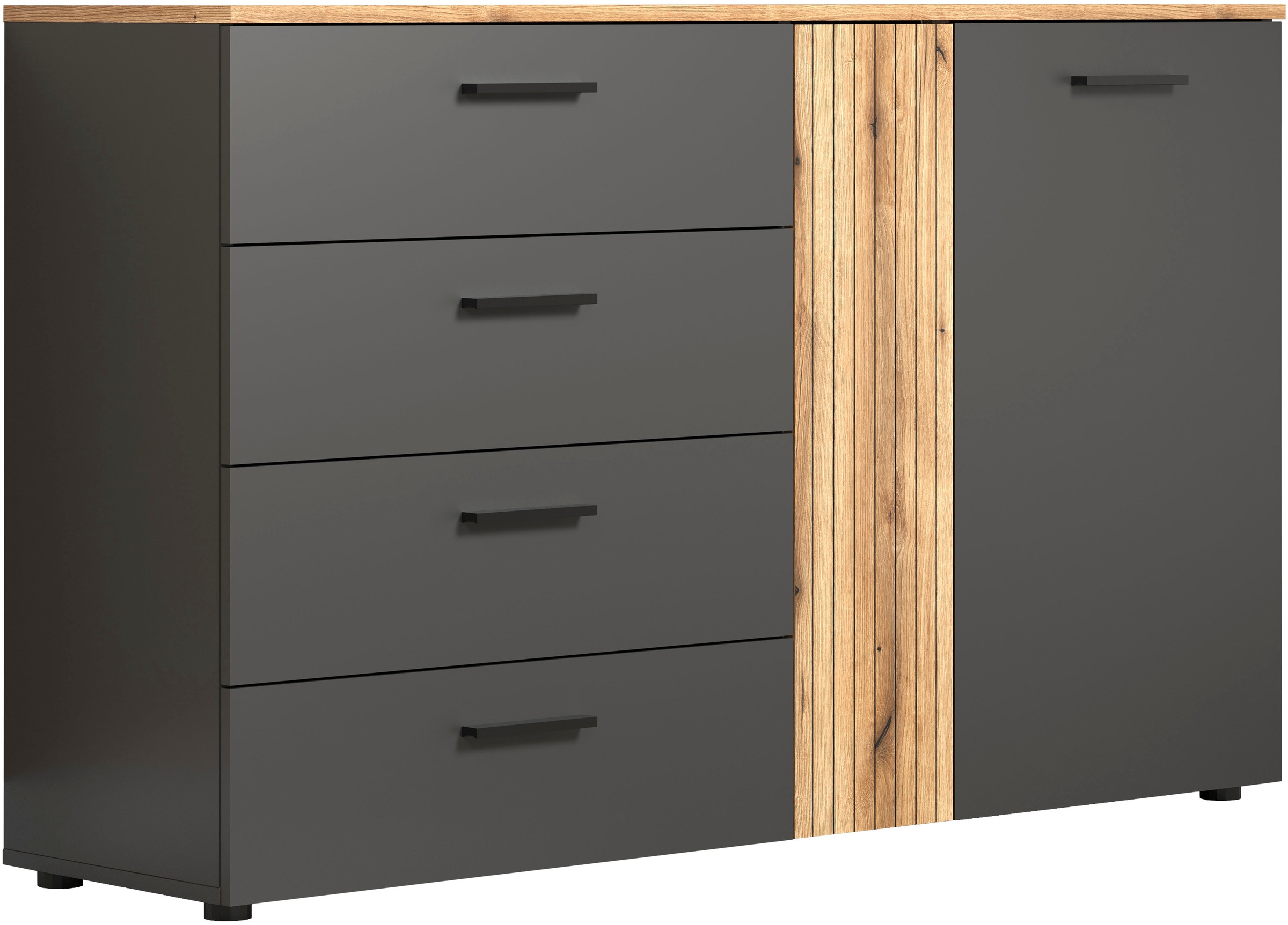 Image of Home affaire Kommode "Estepona" 1 Stk. tlg. Schubladenschrank in Rillenoptik mit Vollauszug-Funktion