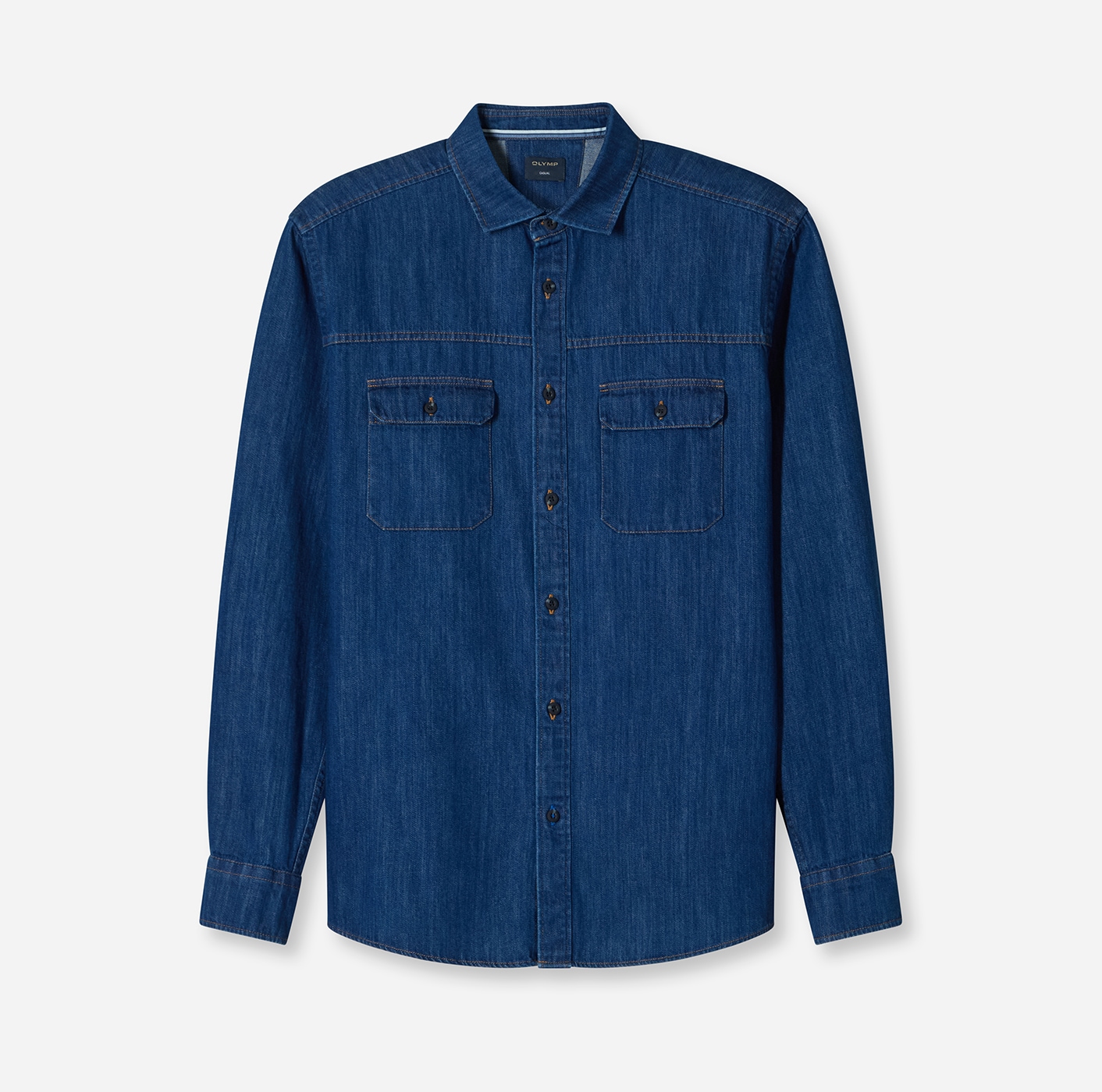OLYMP Chemise en jean Langarmhemd, regular fit, Kentkragen
