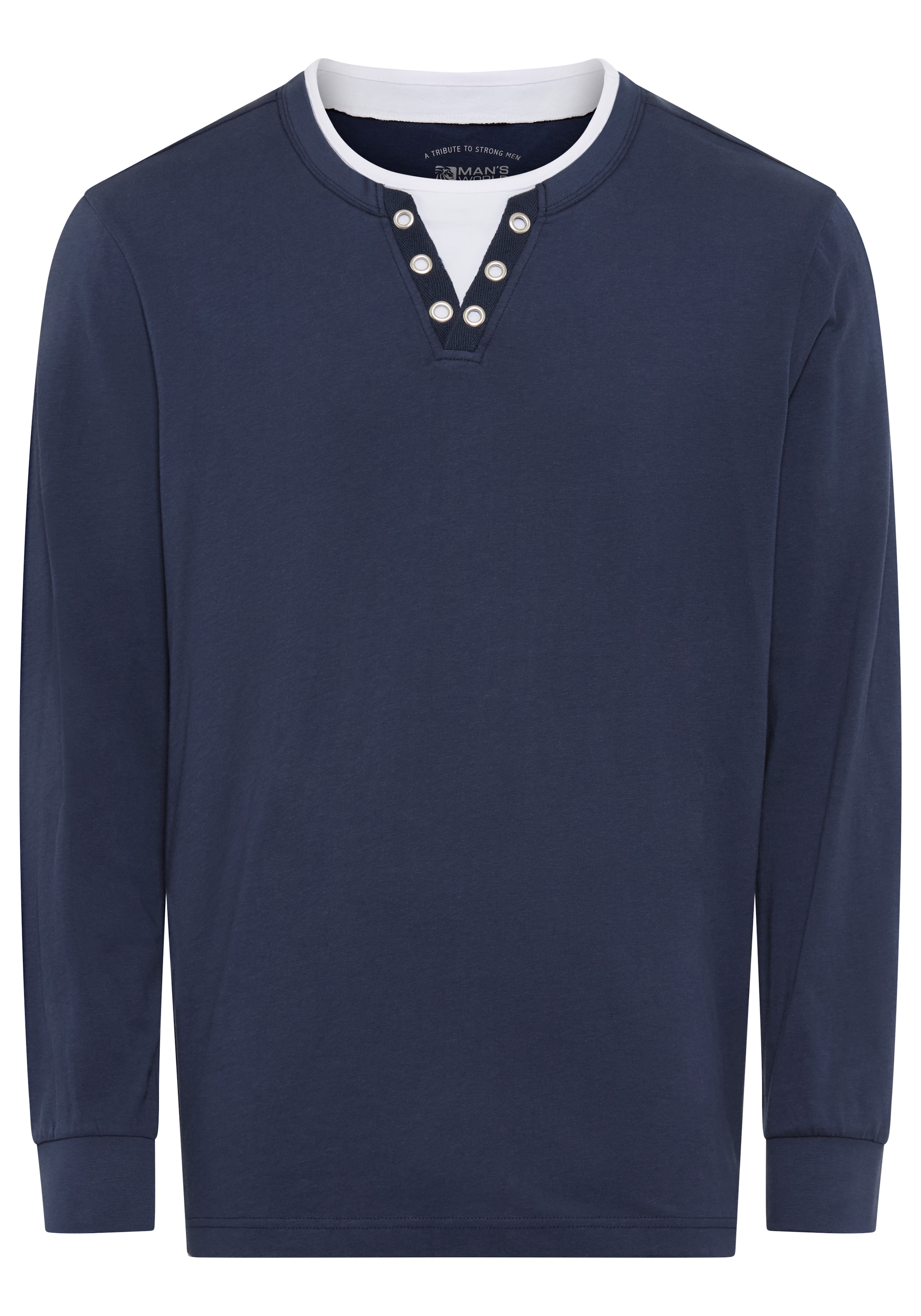 Man's World Rundhalsshirt »Neue Kollektion!« mit Kontrasteinsatz am Halsausschnitt