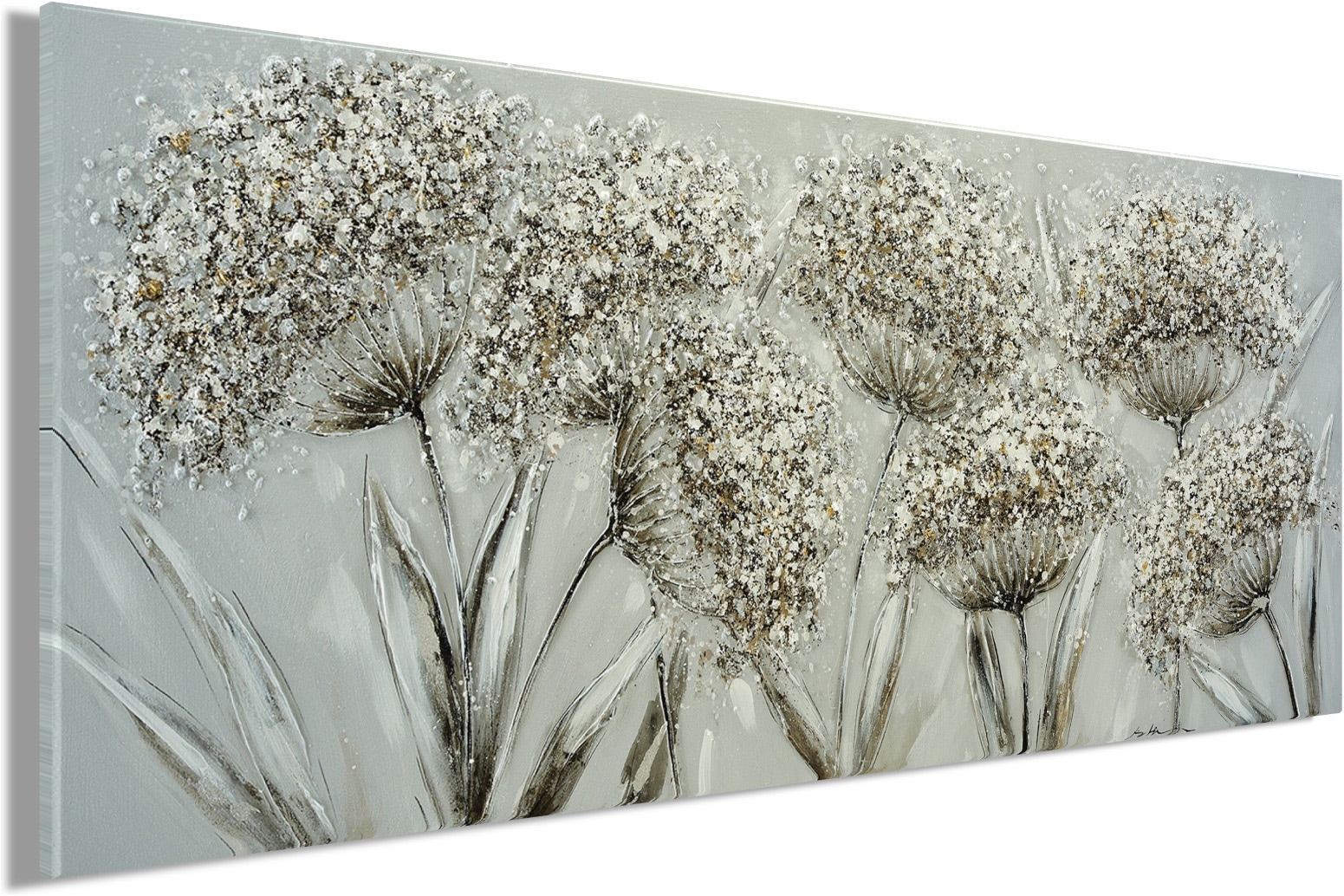 Bönninghoff Ölgemälde »handarbeit PUSTEBLUMEN XXL 60x140 cm – Wandbild Kunst Deko« Blumen | Blumenbilder | Natur handgefertigt, jedes Bild ein Unikat