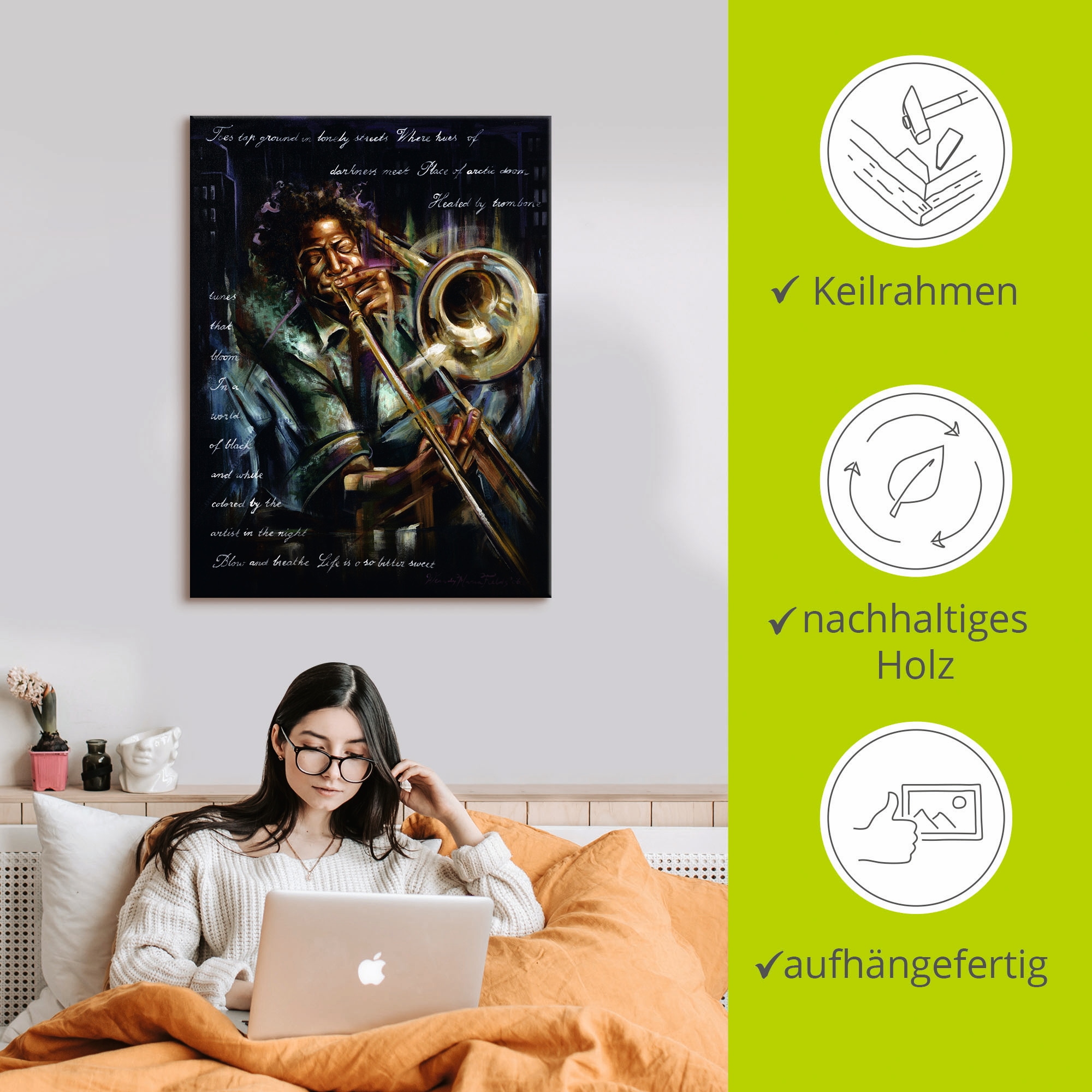 Artland Tableau sur toile »Posaunen Melodien« 1 cuis tlg. auf Holzrahmen gespannt