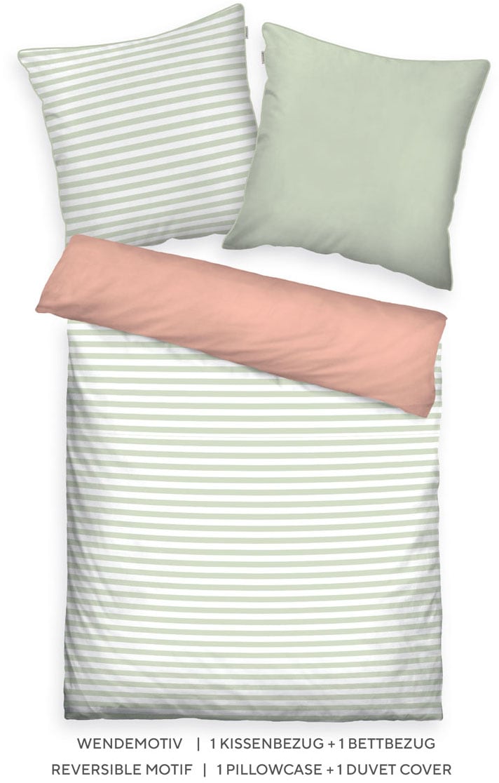 Image of TOM TAILOR HOME "STRIPES WITH A KICK in Gr. 135x200cm oder 155x220cm" 2 Stk. new bedroom, farbige Paspel am Kissen