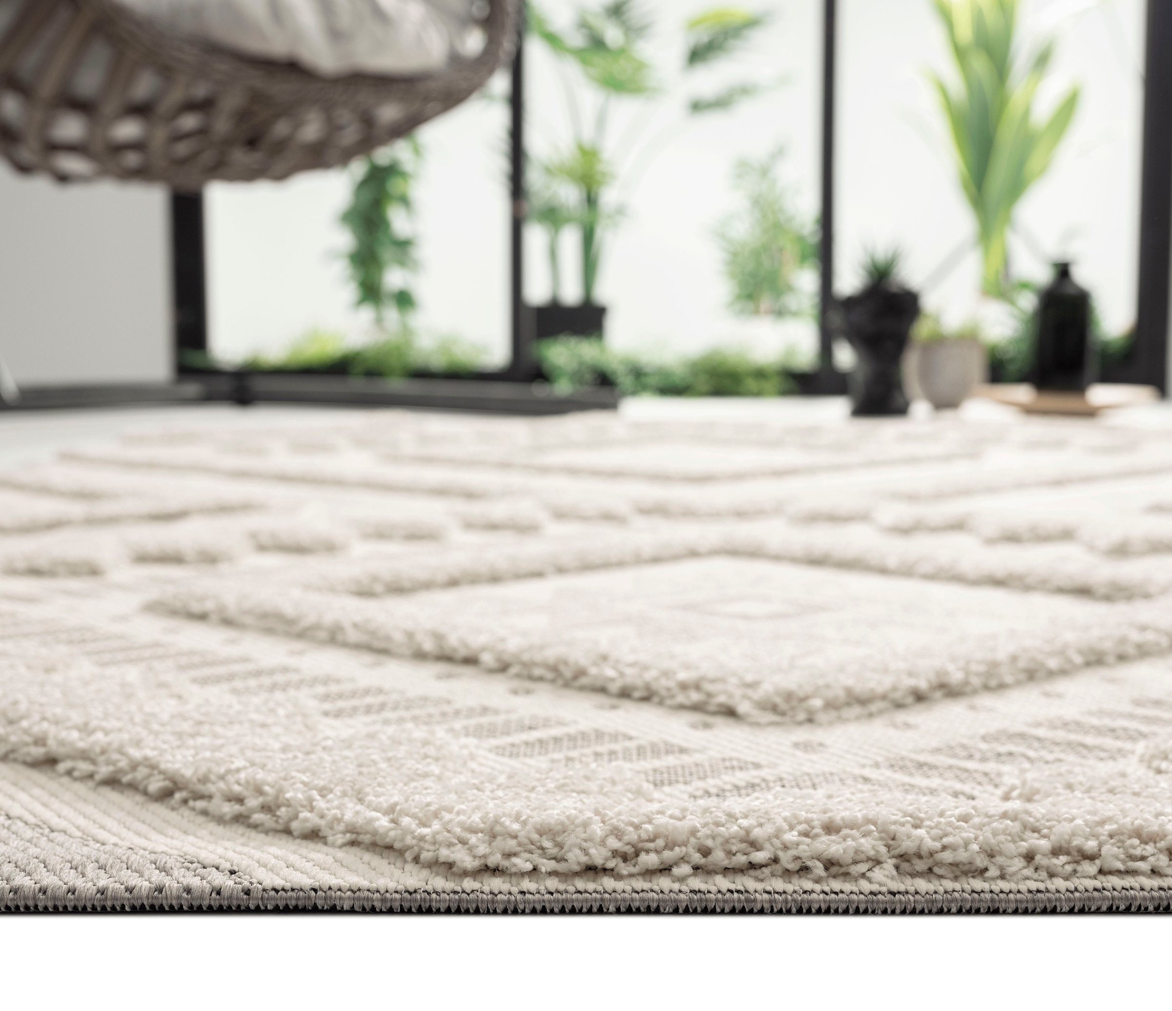merinos Teppich »Kayra 54062« rechteckig 20 mm Höhe Hoch Tief Struktur, Boho Style, Scandic, In- Outdoor geeignet