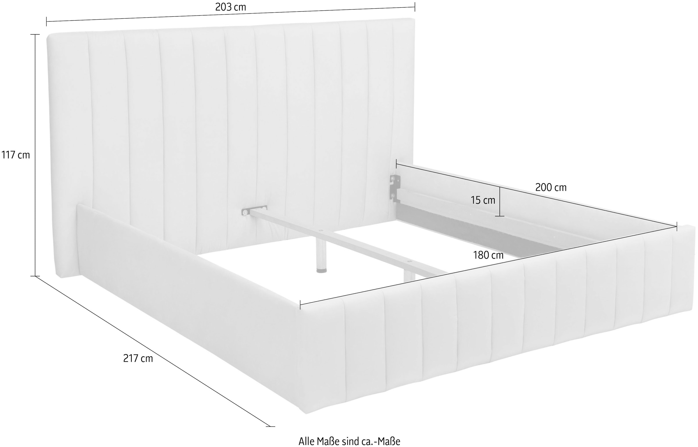 INOSIGN Polsterbett »Effy erhältlich in der Breite 180x200cm« wahlweise mit Lattenrost und King-Matratze (28cm)