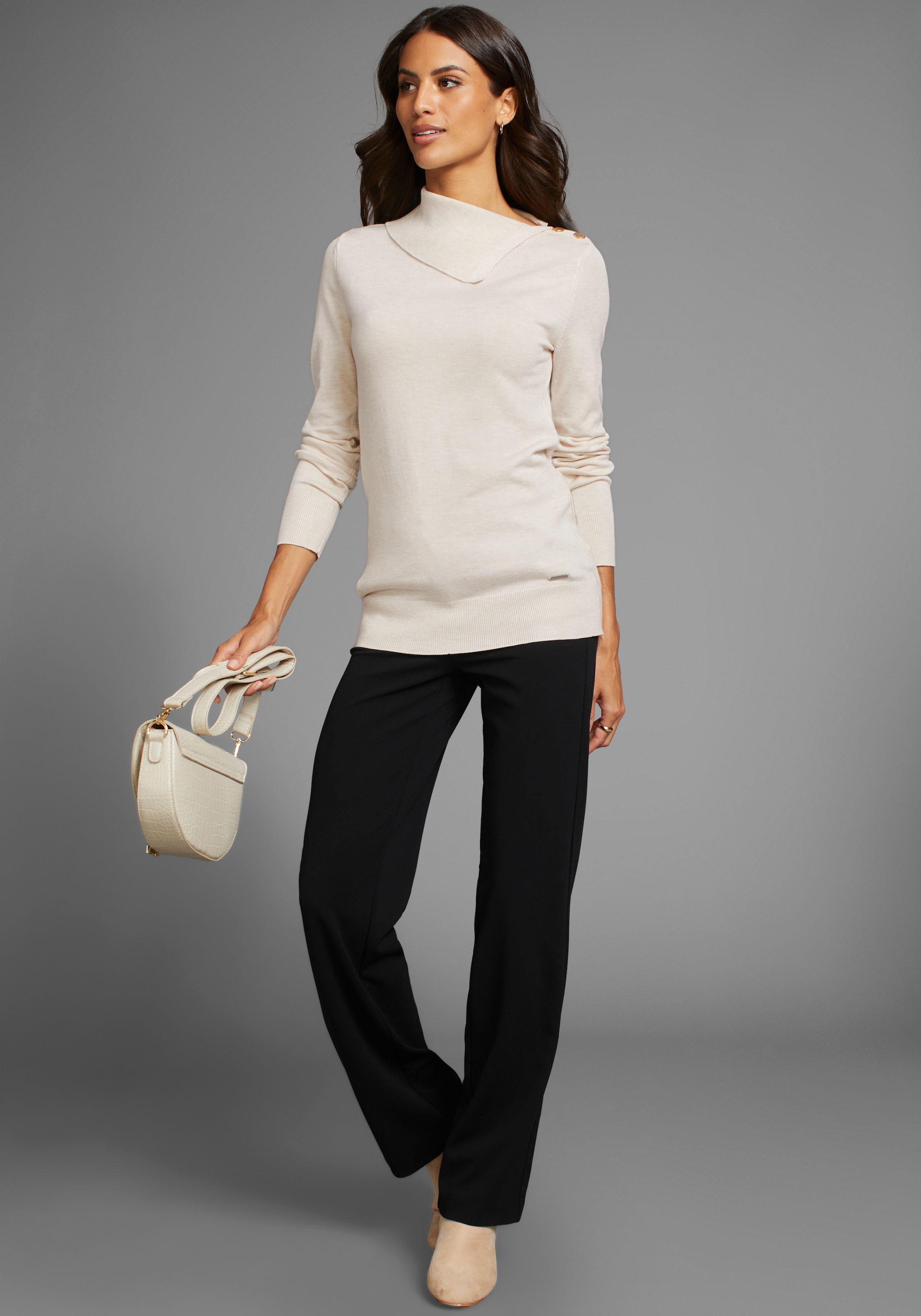 Laura Scott Schalkragenpullover, mit Schlitzkragen