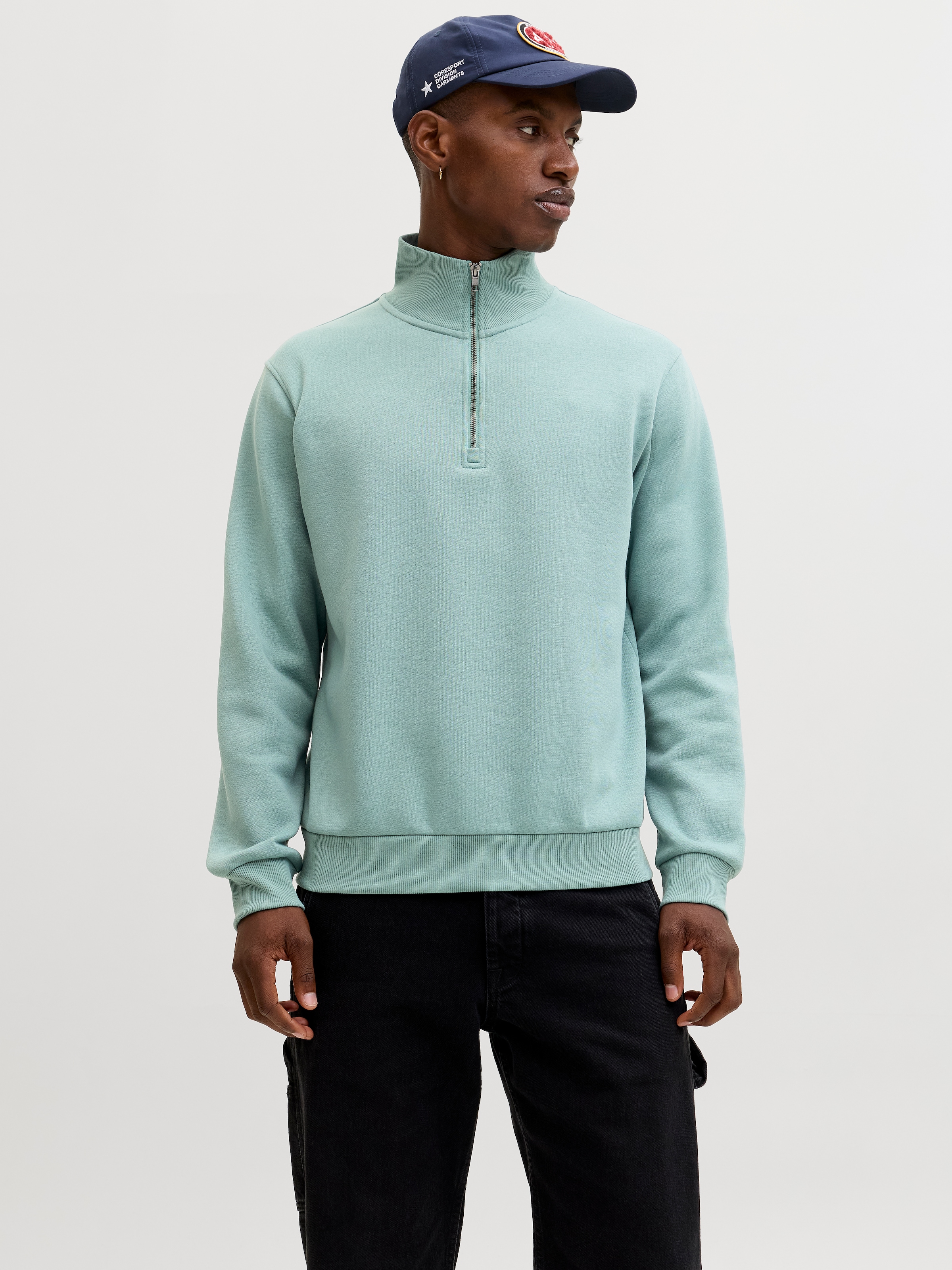 Jack & Jones Sweatshirt »JJEBRADLEY SWEAT HALF ZIP NOOS«, Materialmix, relaxed fit
