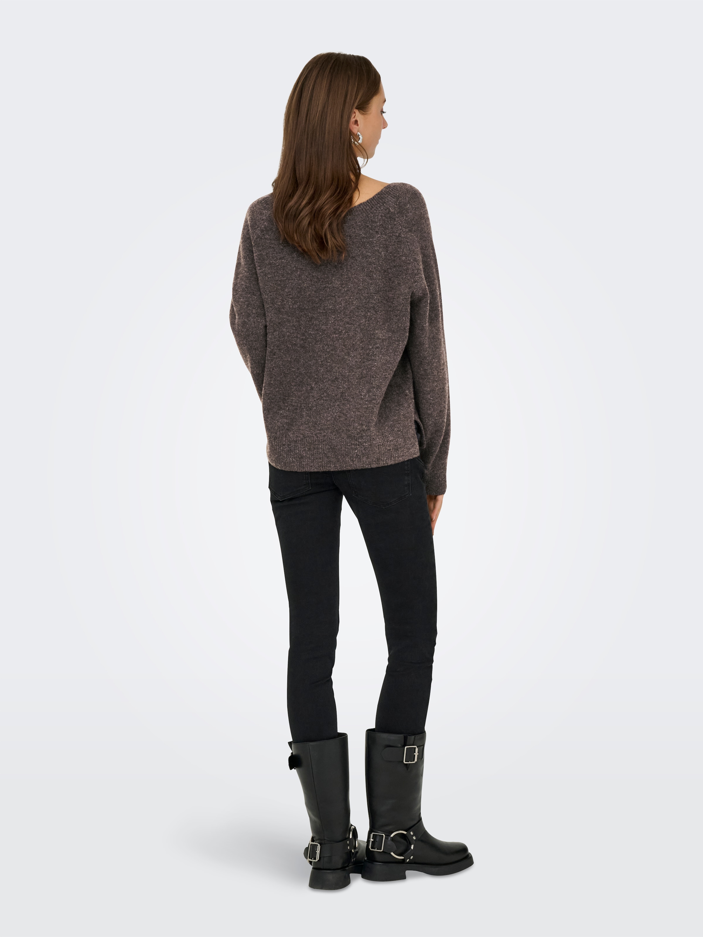 ONLY Strickpullover »ONLRENE LS V-NECK REVERSIBEL KNT NOOS« Materialmix, regular fit