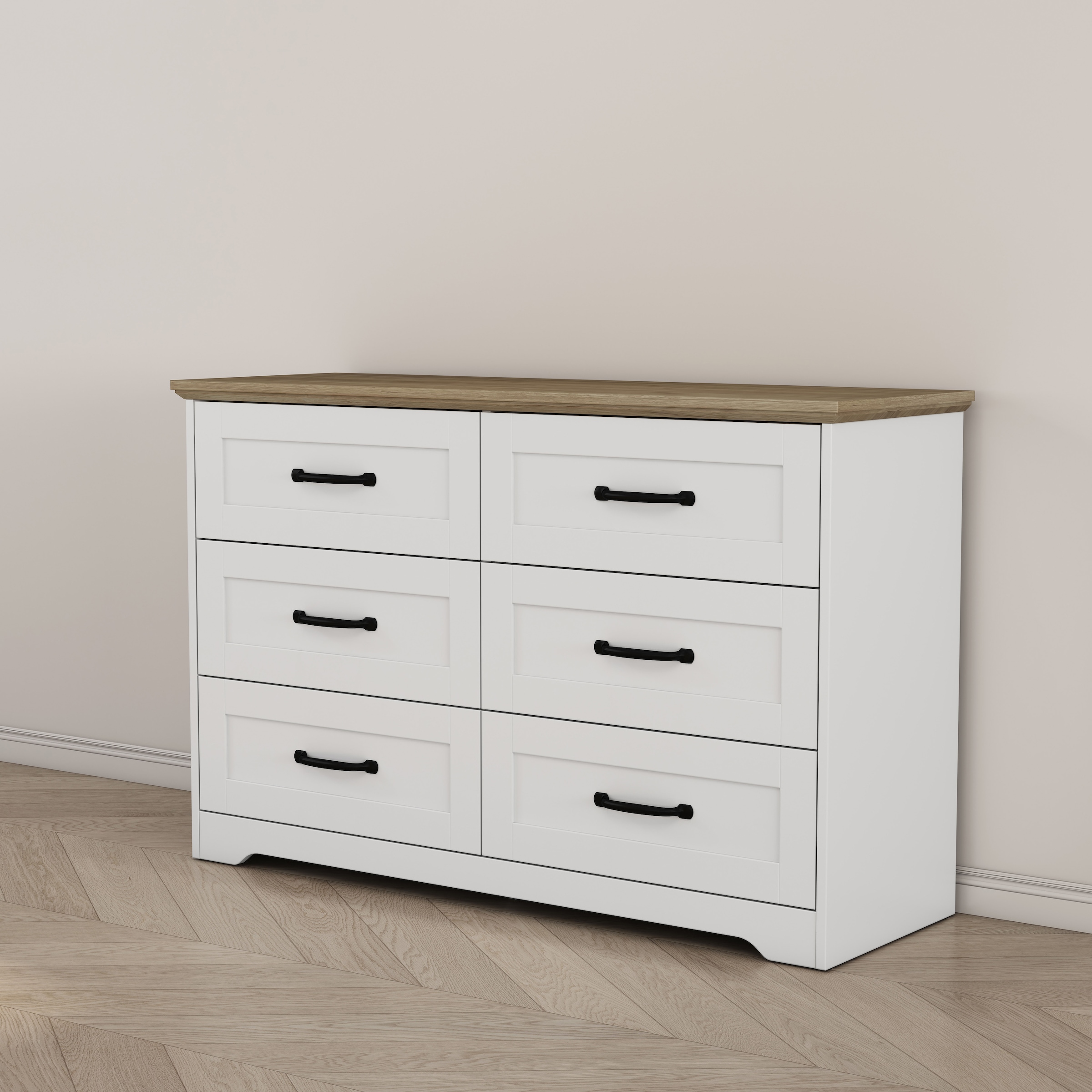 GOODproduct Schubkastenkommode »Emmilia Sideboard Schubladenschrank Wäscheschrank im Landhaus Design« Scandi Design mit 6 Schubladen für viel Stauraum im Schlafzimmer,  Schrankkommode in hochwertiger Qualität