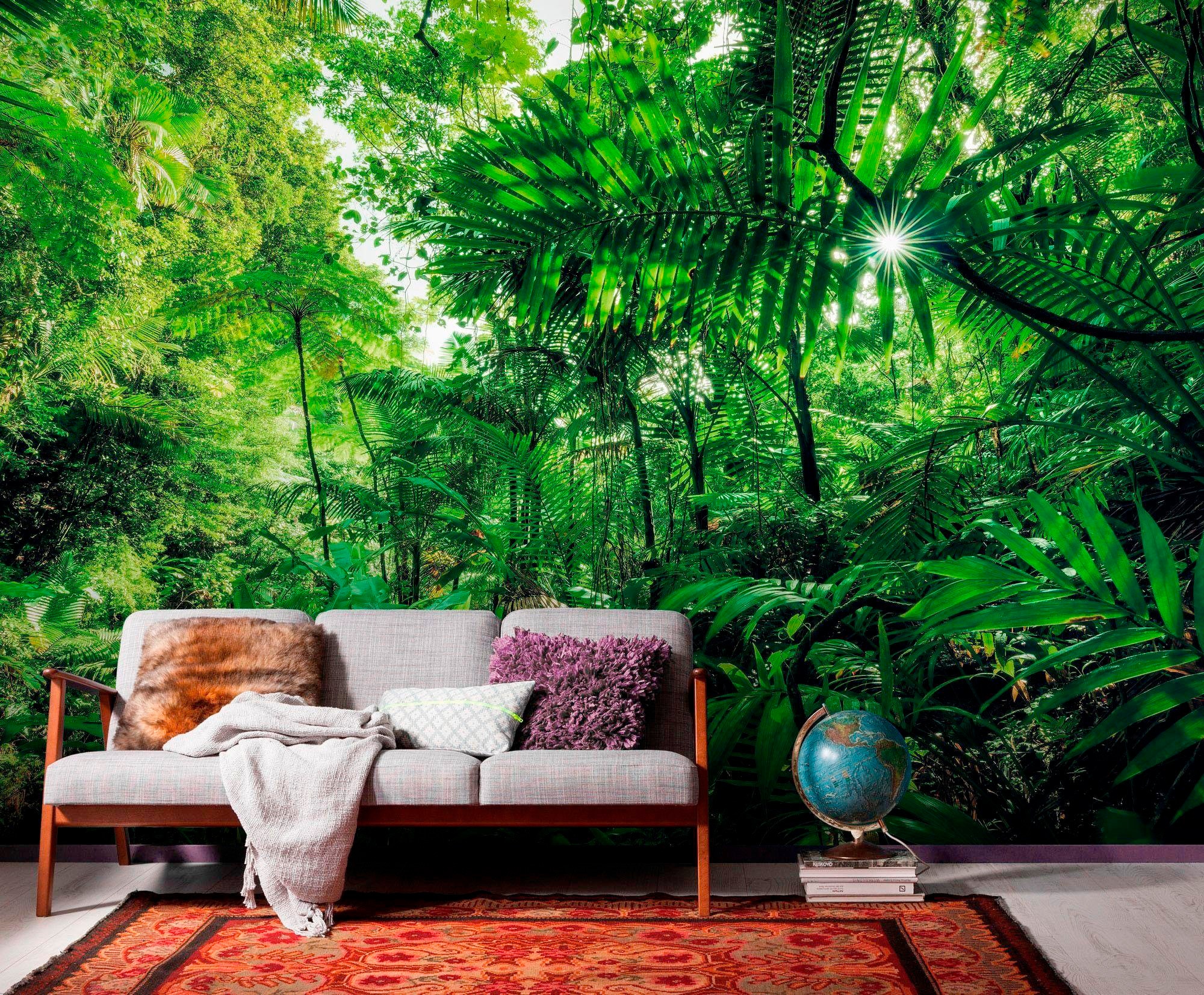 Komar Vliestapete »Digitaldruck Vlies - Into The Jungle - Grösse 400 x 250 cm«, bedruckt, Wohnzimmer, Schlafzimmer