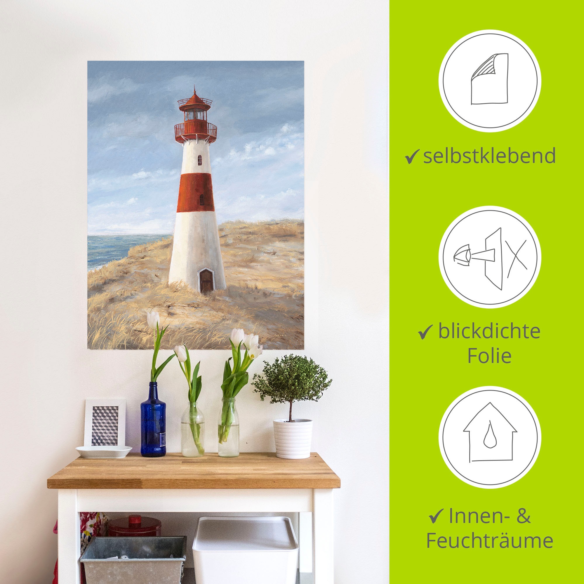 Artland Wandbild »Leuchtturm I«, Gebäude, (1 St.), als Alubild, Outdoorbild, Leinwandbild, Wandaufkleber, versch. Grössen