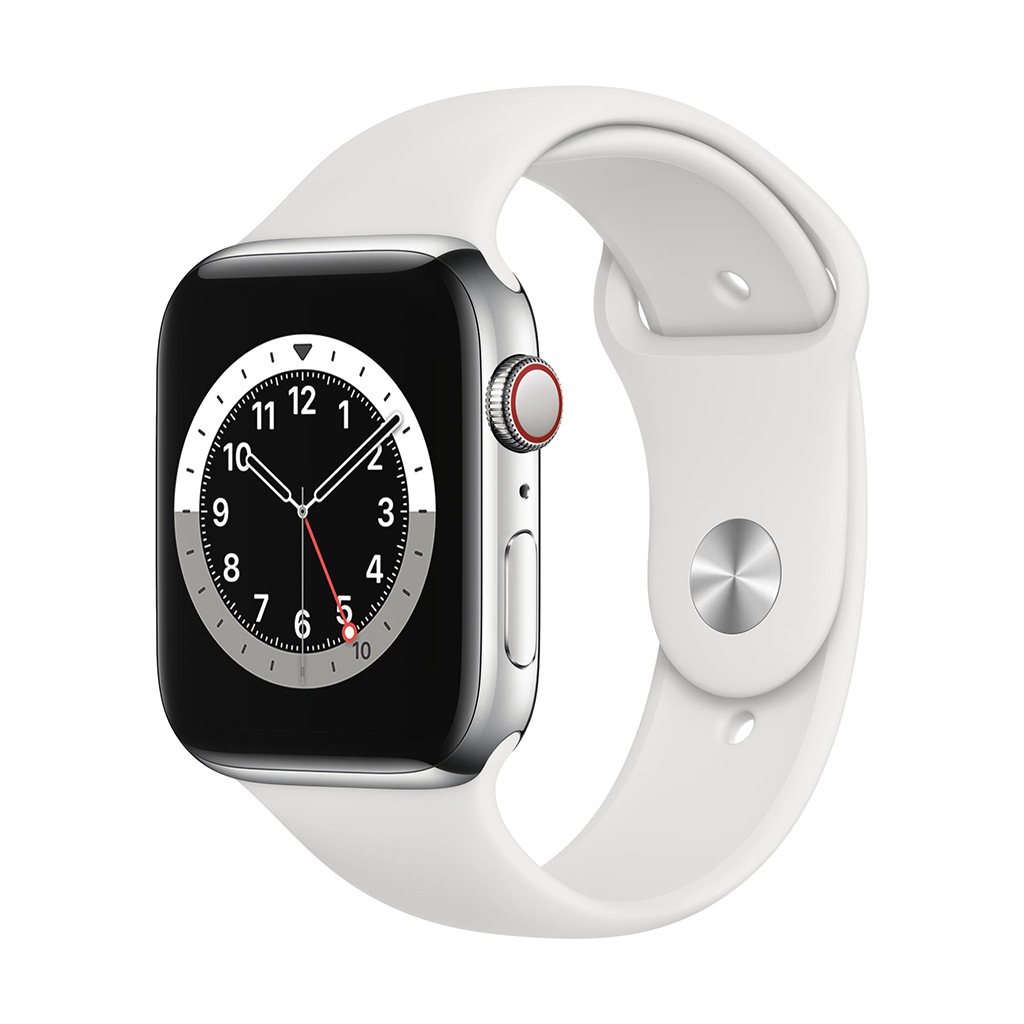 Image of Apple Smartwatch »Serie 6, GPS Cellular, 44 mm Edelstahl-Gehäuse mit Sportarmband«, (Watch OS M09D3FD/A) bei Ackermann Versand Schweiz