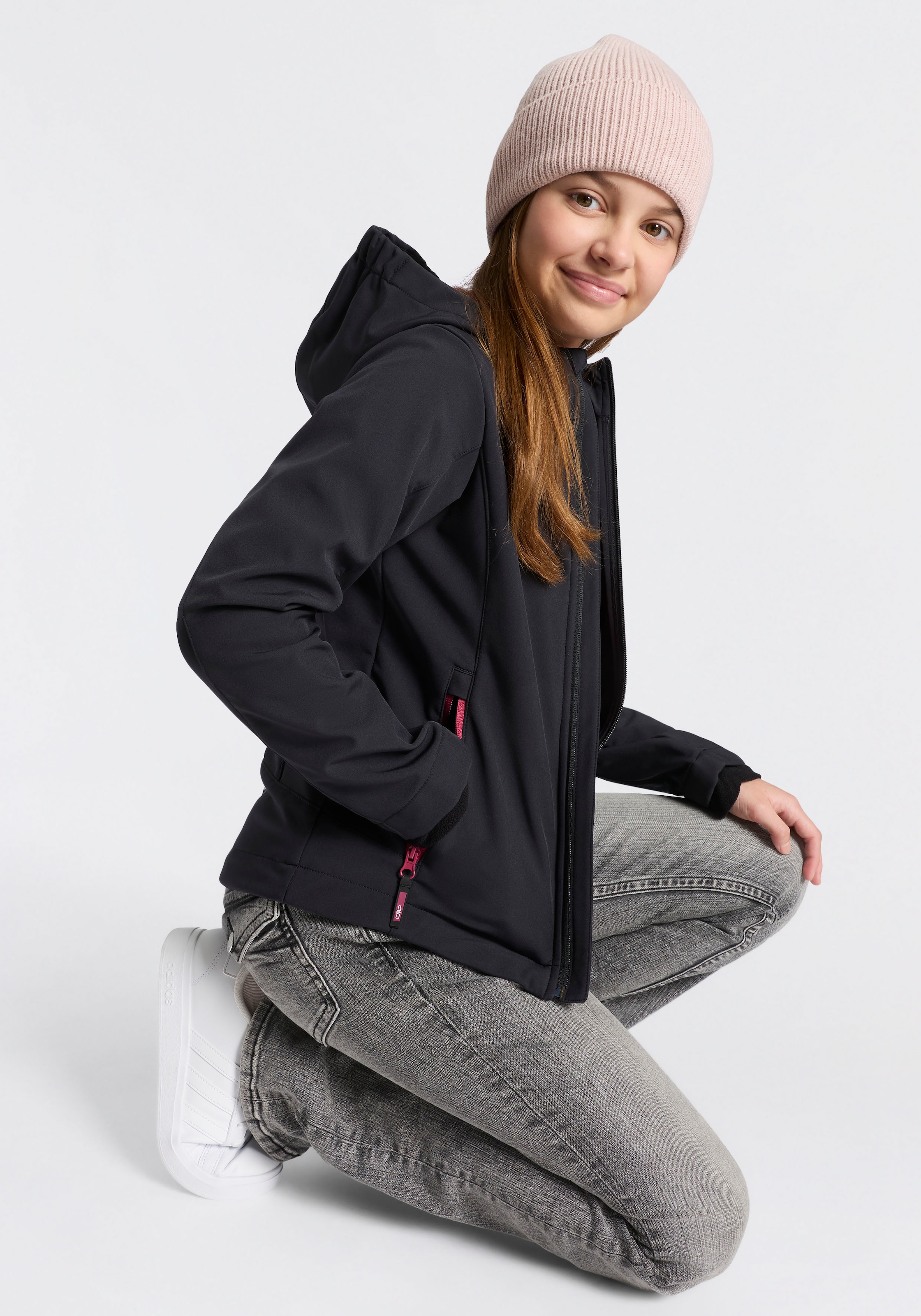 CMP Softshelljacke »KID G JACKET FIX HOOD für Kinder43405465« mit Kapuze Atmungsaktiv & Wasserabweisend & Windabweisend ,Übergangsjacke
