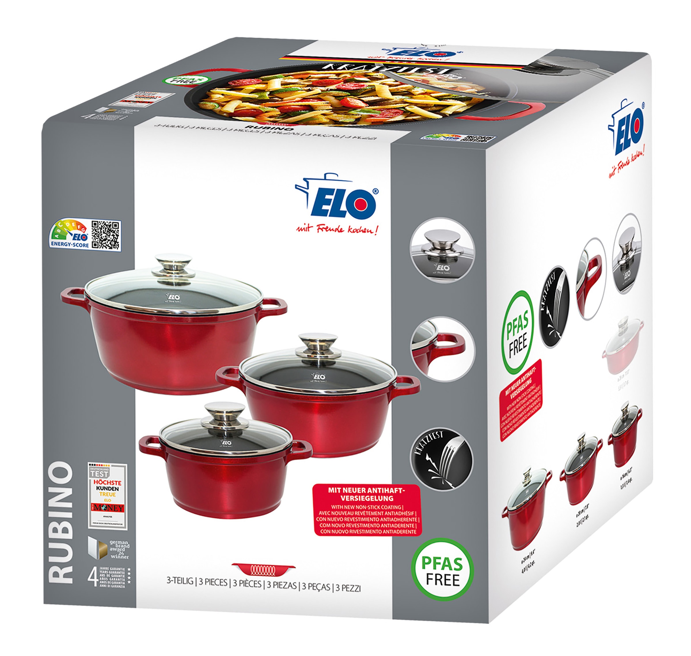 Elo Set de casseroles »Rubino Topfset 3-teilig« Set, 6 cuis tlg.