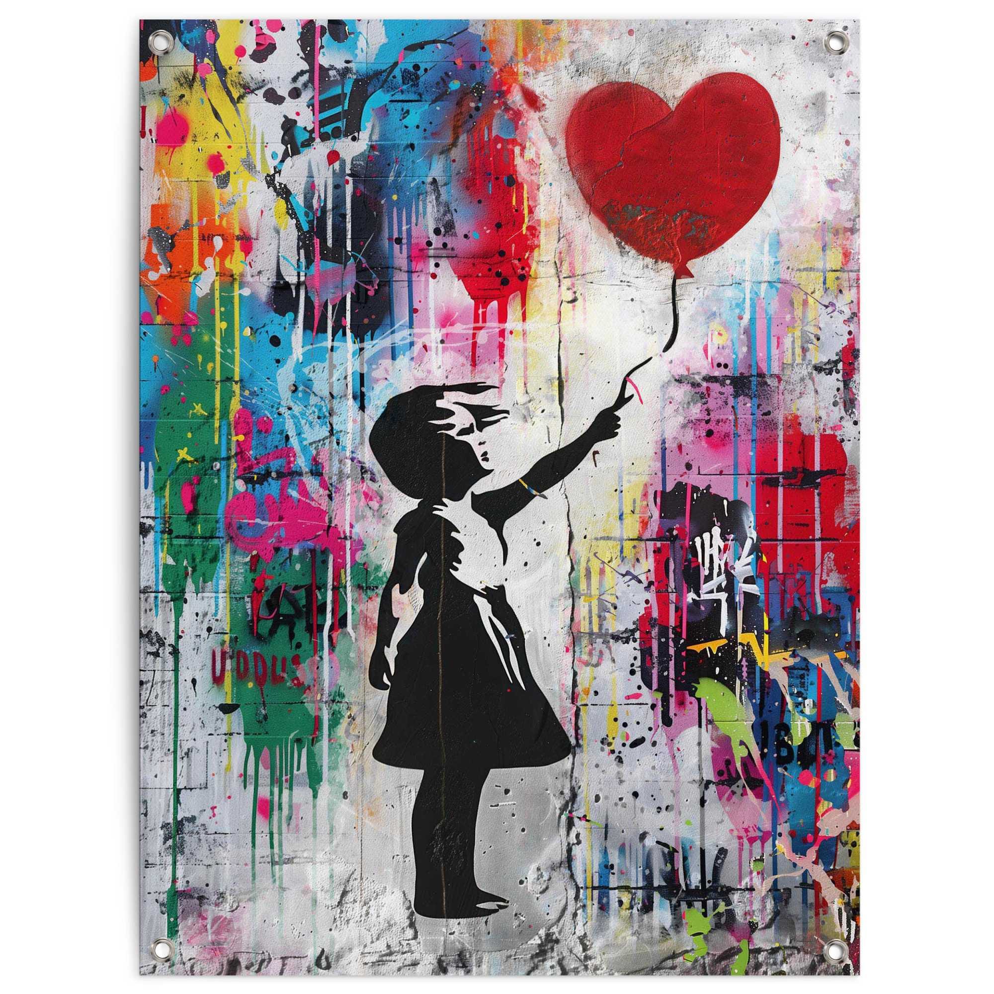 Image of Reinders Poster "Balloon Girl Grafitti" Garten - Mehrfarbig - Leinwand - Kunst - 60x80 cm