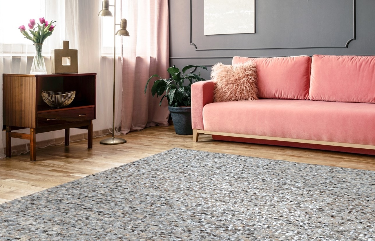 Image of calo-deluxe Fellteppich "Vezzana 615" rechteckig 5 mm Höhe echtes Rinderfell, Wohnzimmer