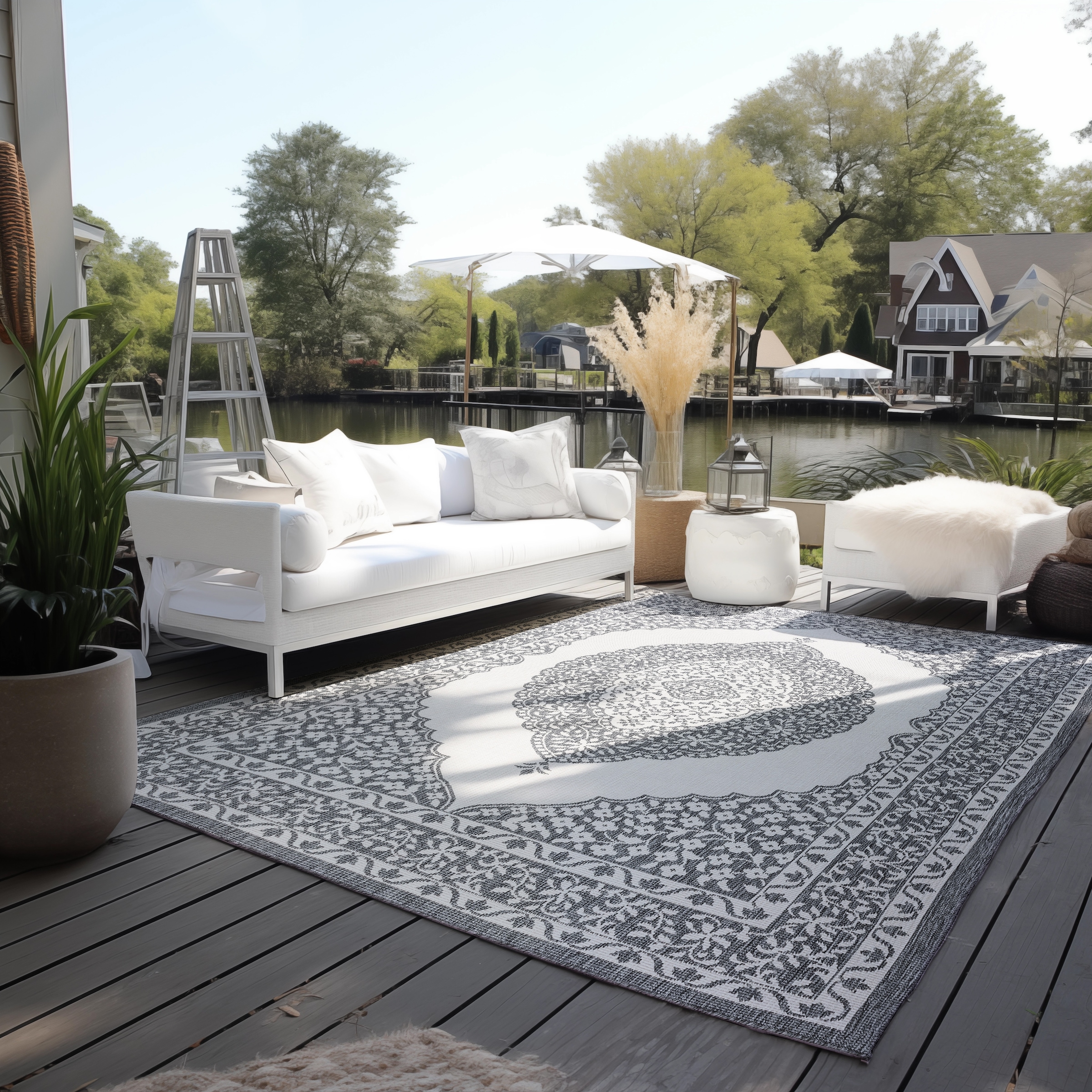 Image of ELLE DECORATION Teppich "Meekly Wendeteppich" rechteckig 5 mm Höhe Flachgewebe, In-& Outdoor, Modern, beidseitig, Balkon, Wohnzimmer