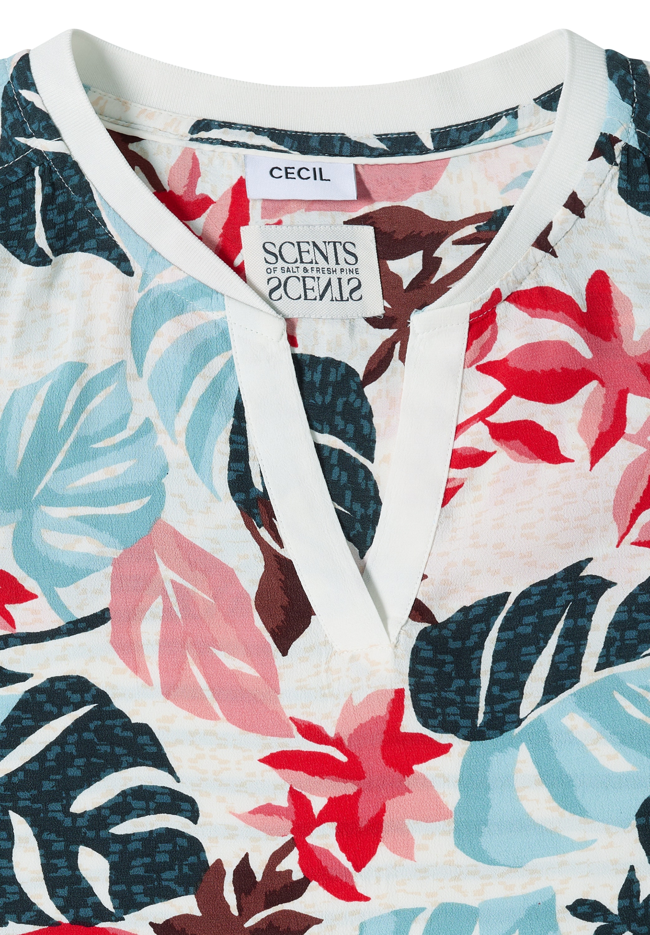 Cecil Shirtbluse Sommershirt mit Split Neck und Printmix