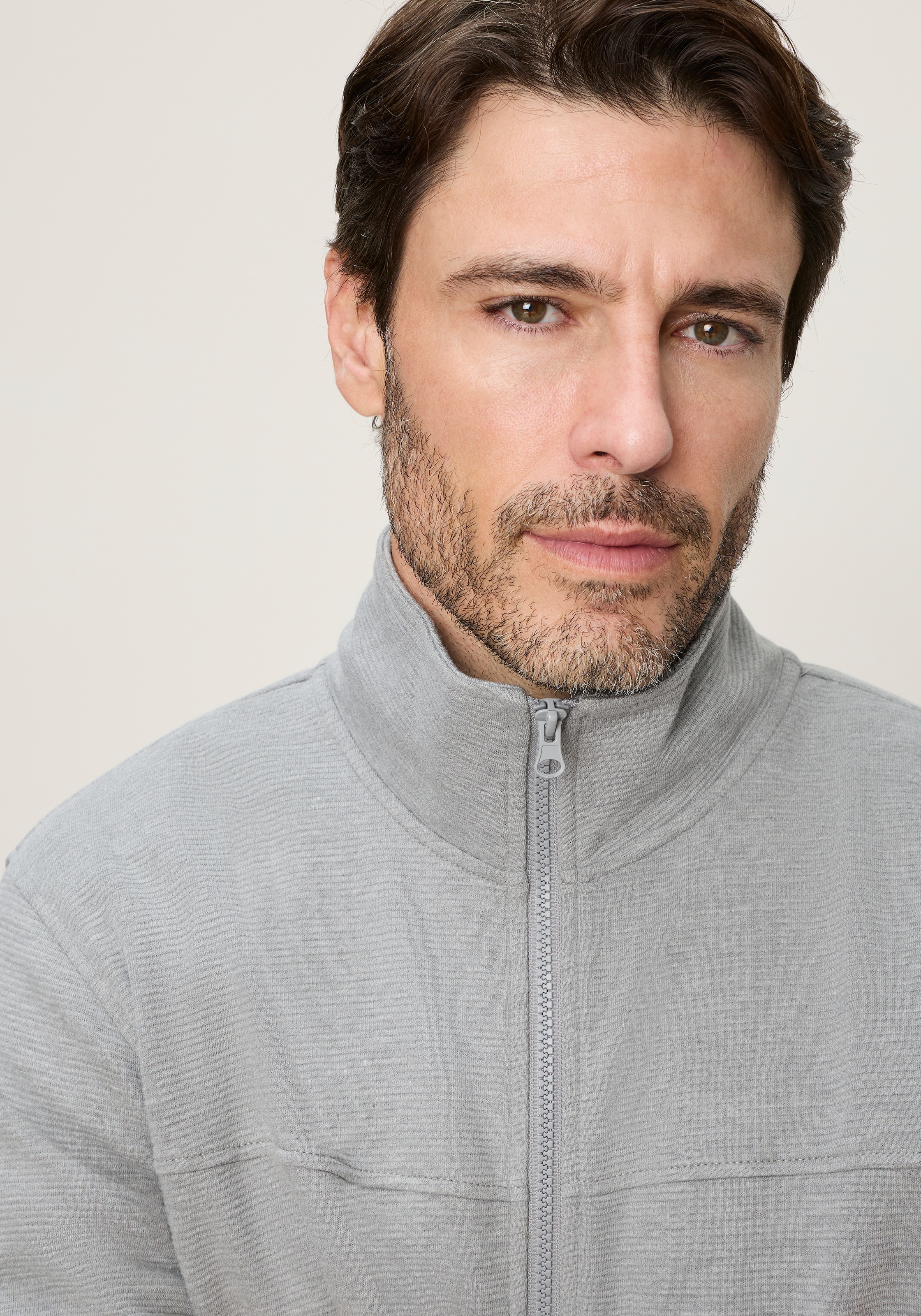 Man's World Veste sweat avec col montant, manches longues