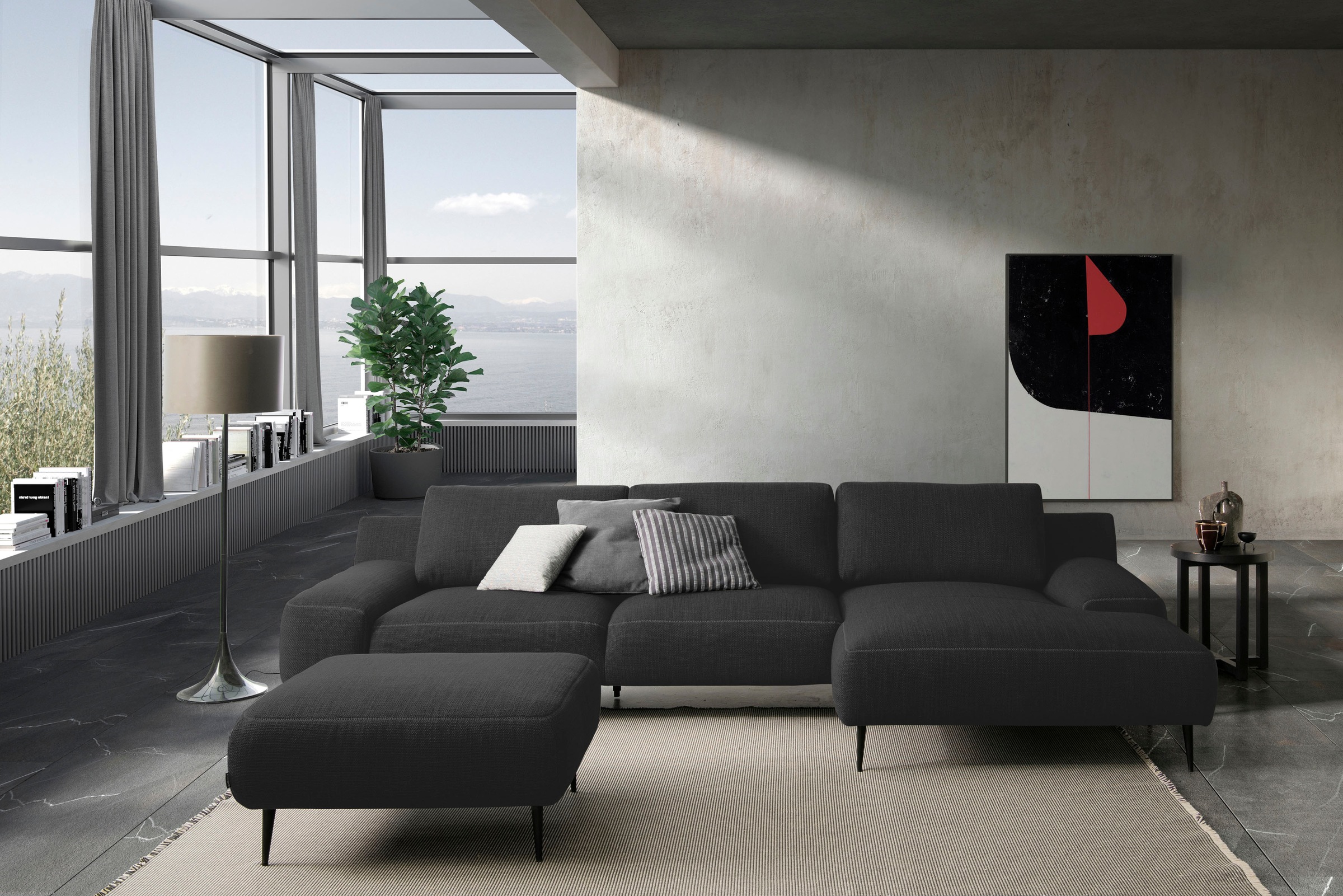 designwerk Hocker »Forma, zeitloser Desighocker mit aktuellem Fuss«, in hochwertiger Verarbeitung & tollem Sitzkomfort