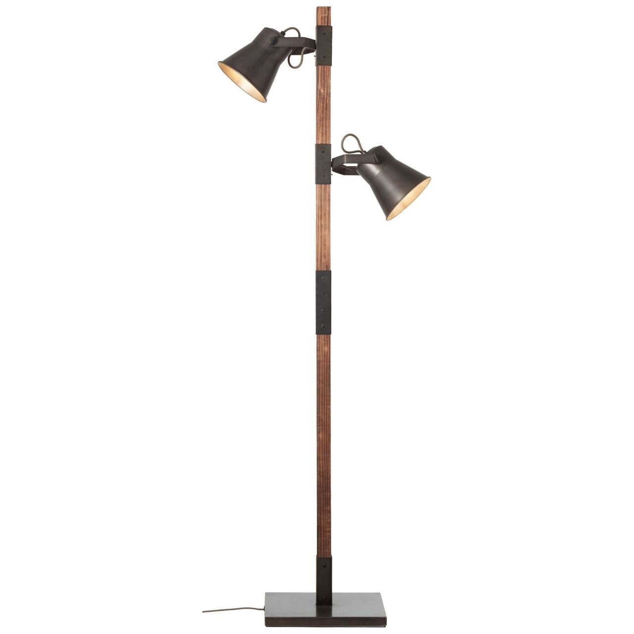 Brilliant Stehlampe »PLOW«, 2 flammig-flammig, 153,5 cm Höhe, 2 x E27, schwenkbar, Metall/Holz, schwarz stahl/holz