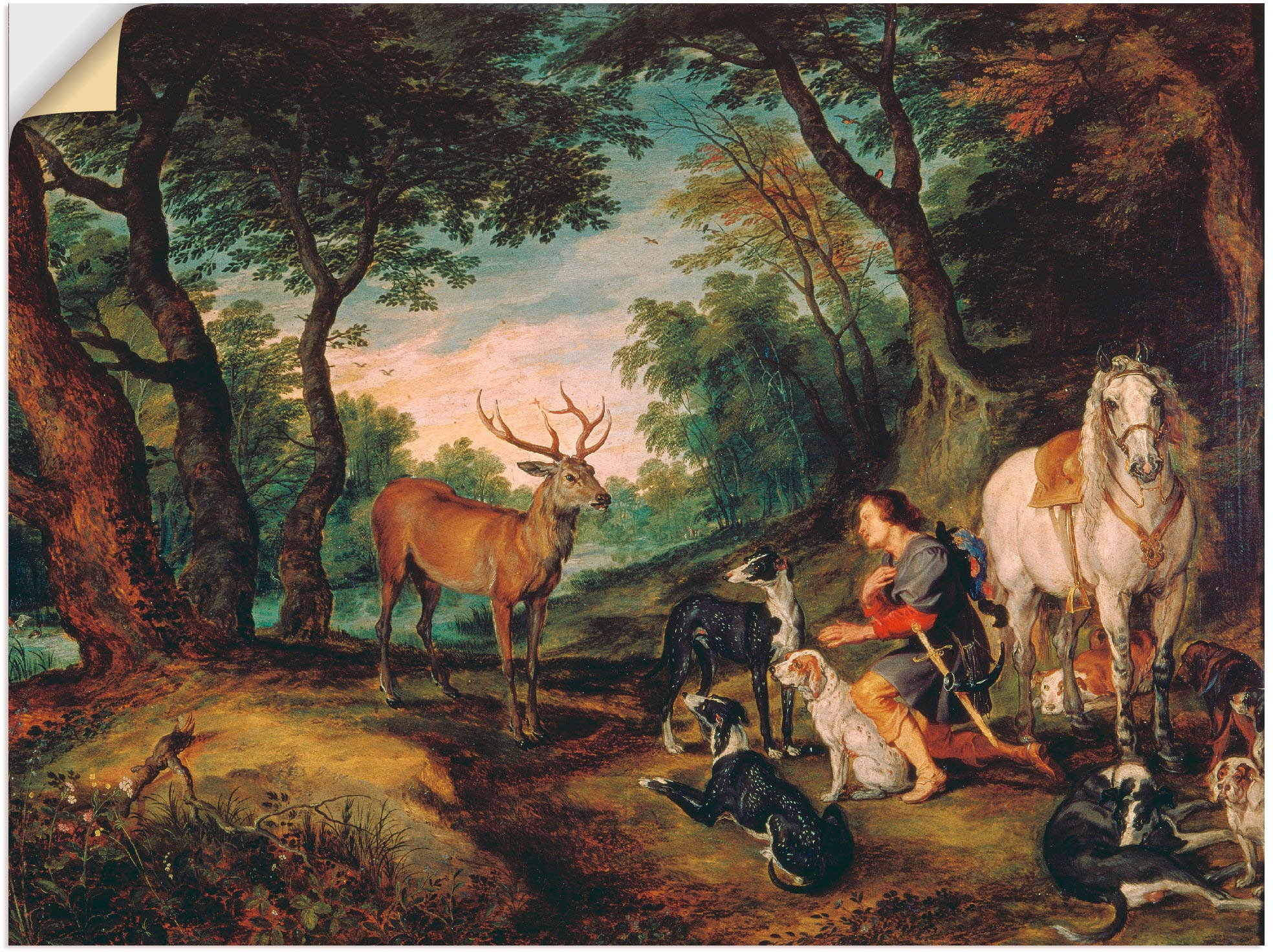 Image of Artland Wandbild »Der heilige Hubertus.«, Mann, (1 St.), in vielen Grössen & Produktarten -Leinwandbild, Poster, Wandaufkleber / Wandtattoo auch für Badezimmer geeignet bei Ackermann Versand Schweiz