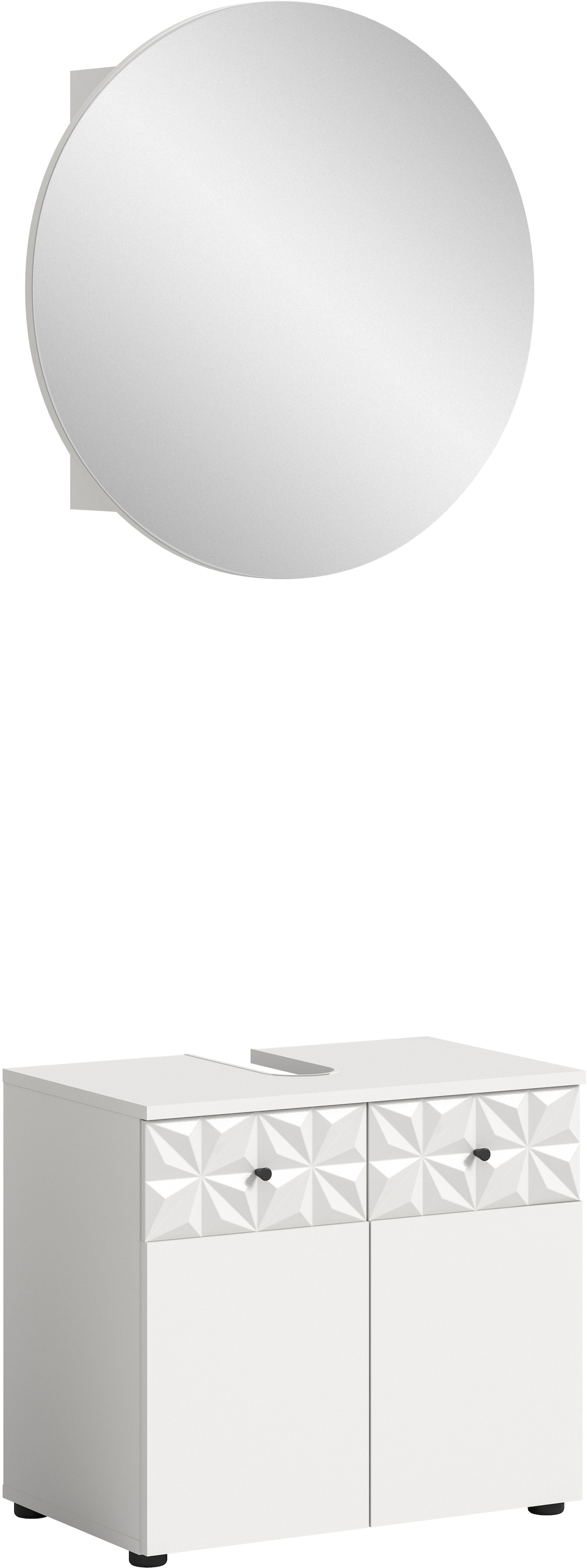 Image of welltime Badezimmer-Set "VICENZA, Breite 60cm, 2-teilig, mit Ornamentabsetzung" best. aus: Waschbeckenunterschrank und Spiegelschrank